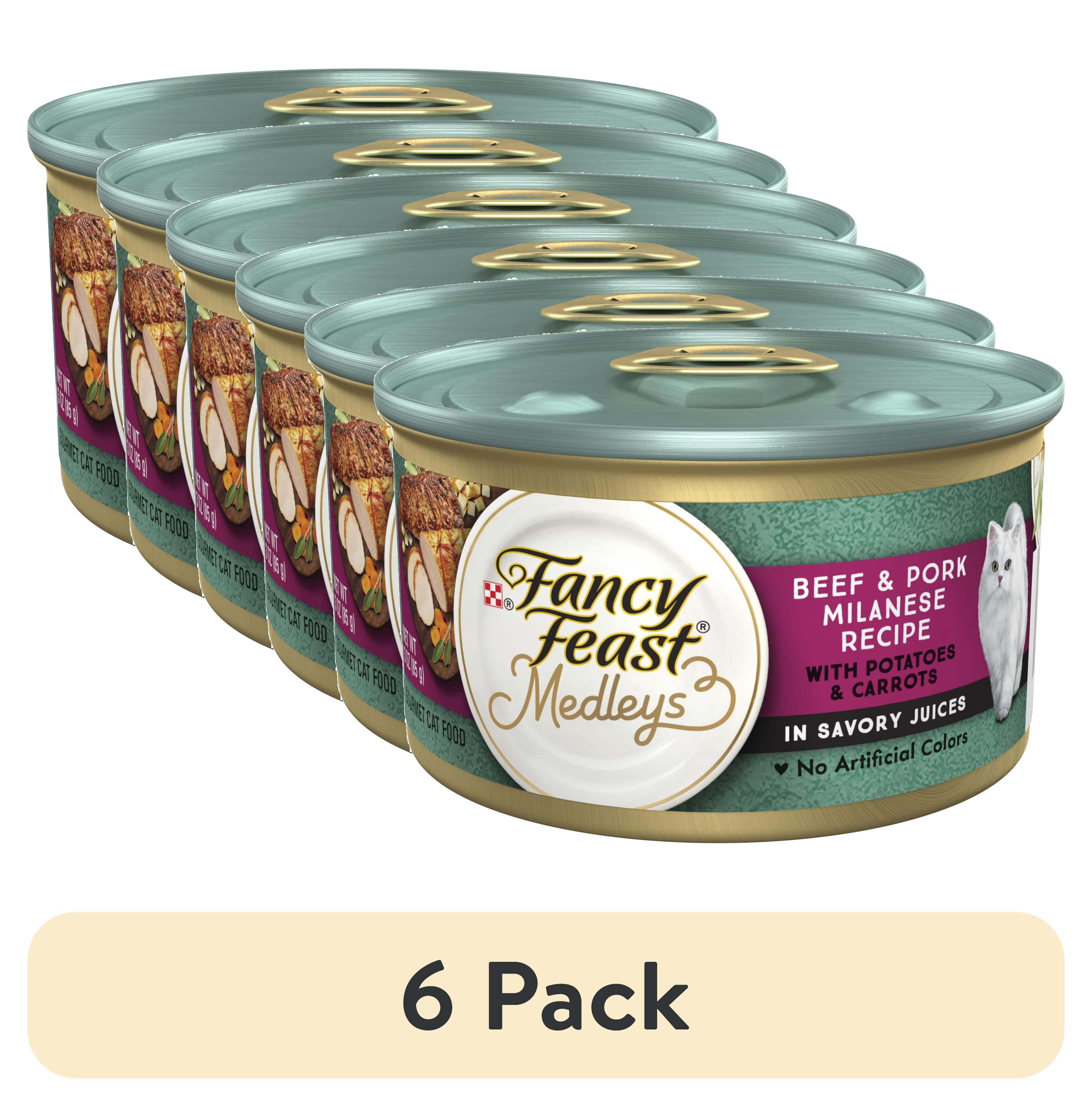 (6 pack) Purina Fancy Feast Medleys Beef & Pork Milanese Wet Cat Food, 3 oz Can