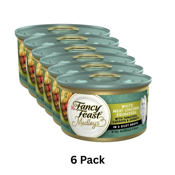 (6 pack) Purina Fancy Feast Medleys Kitten Food, Wet Cat Food, White Meat Chicken Primavera, 3 oz Can