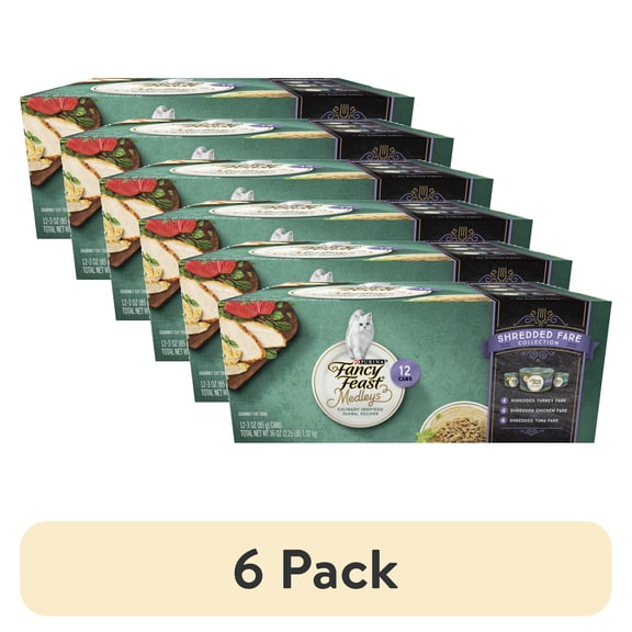 (6 pack) Purina Fancy Feast Medleys Shredded Fare Collection Wet Cat Food Variety Pack, 3 oz Cans (12 Pack)