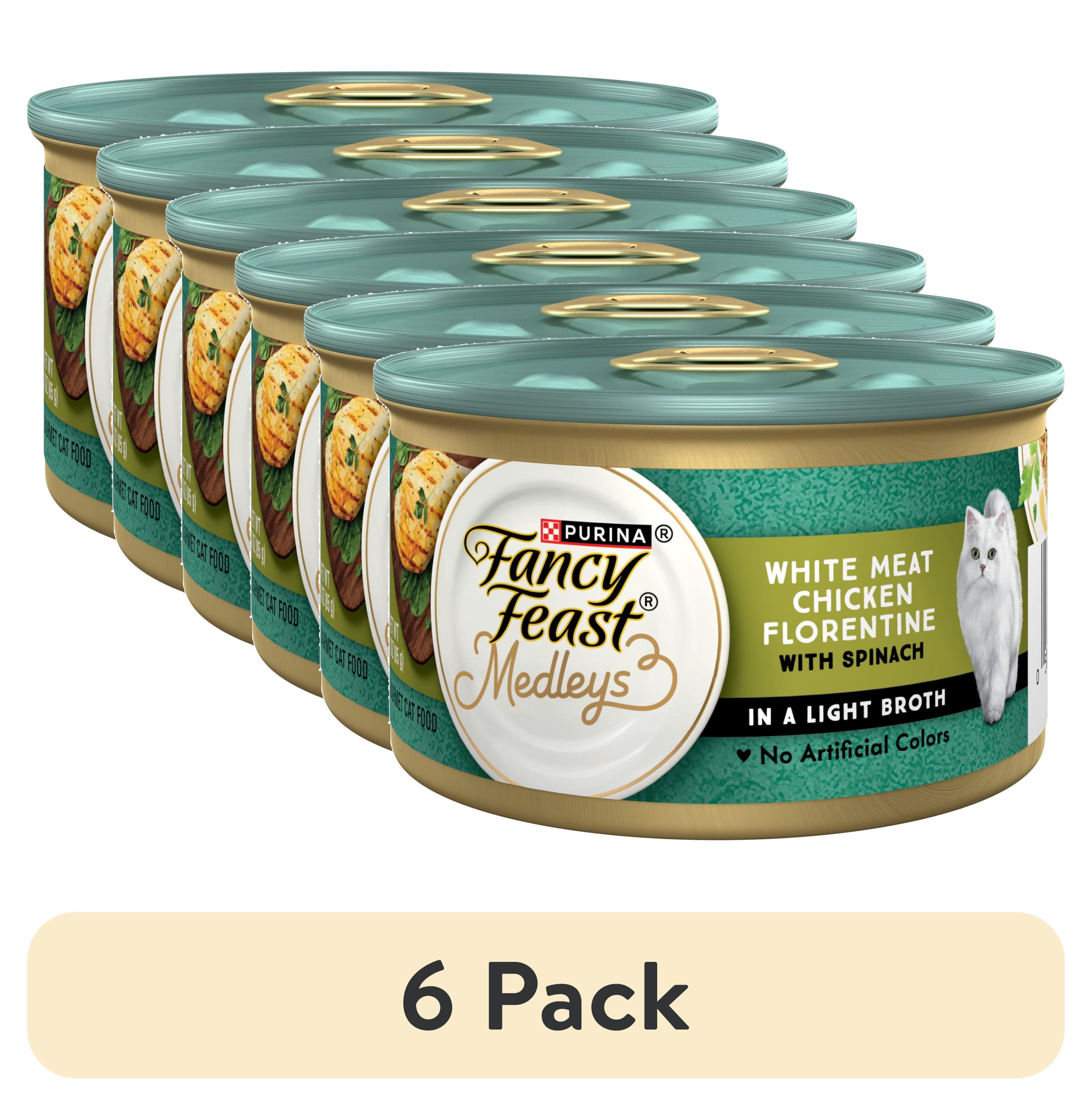 (6 pack) Purina Fancy Feast Medleys Wet Cat Food, Chicken Florentine & Spinach, 3 oz Cans