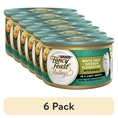 (6 pack) Purina Fancy Feast Medleys Wet Cat Food, Chicken Florentine & Spinach, 3 oz Cans