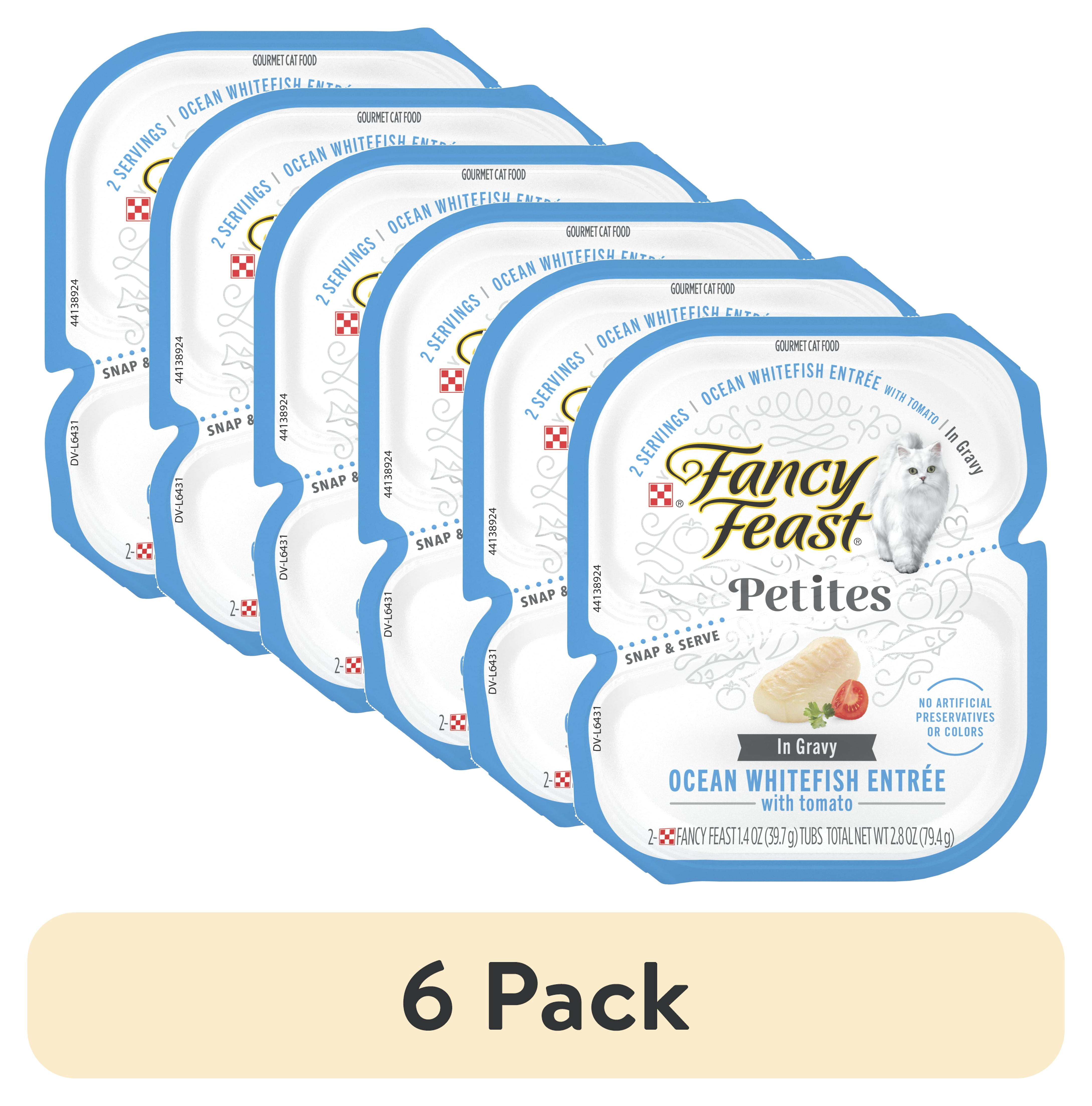 (6 pack) Purina Fancy Feast Petites Ocean Whitefish Entree With Tomato in Gravy Gourmet Wet Cat Food Pate