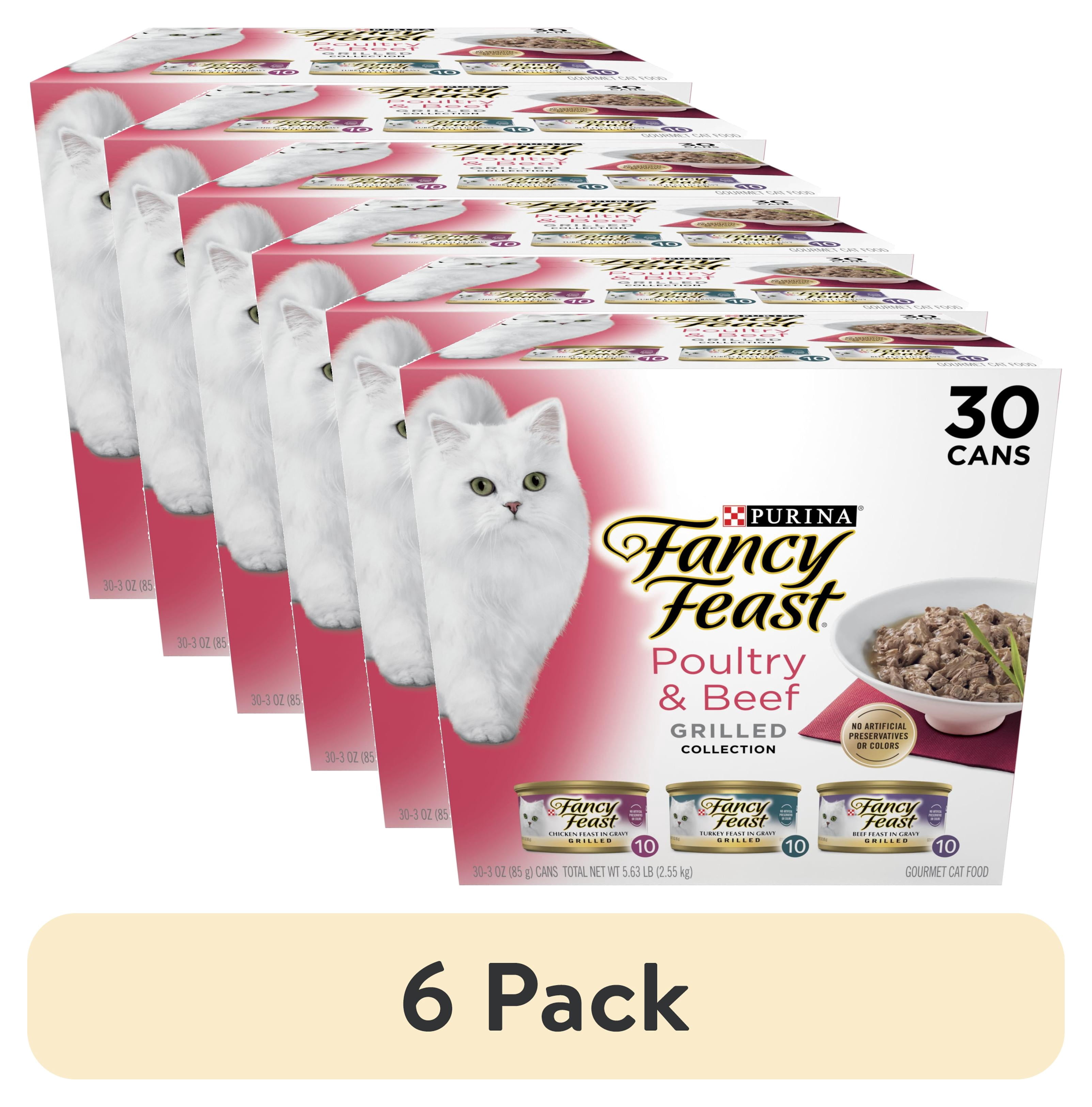 (6 pack) Purina Fancy Feast Poultry & Beef Grilled Collection Wet Cat Food Variety Pack, 3 oz Cans (30 Pack)