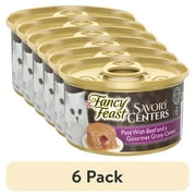 (6 pack) Purina Fancy Feast Savory Centers Adult Wet Cat Food Pate with Beef and a Gravy Center, 3 oz Can
