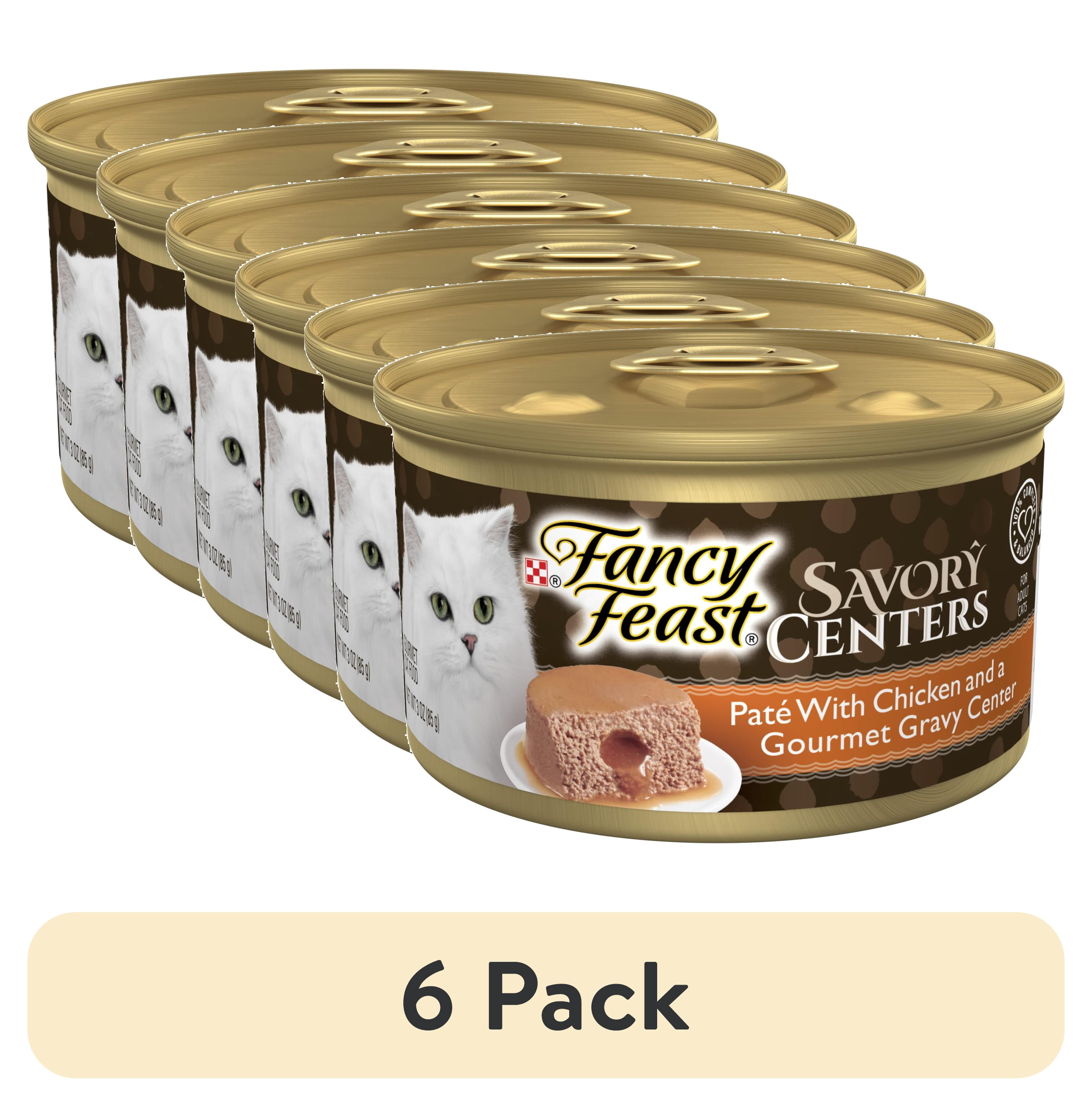 (6 pack) Purina Fancy Feast Savory Centers Adult Wet Cat Food Pate with Chicken and a Gravy Center, 3 oz Can