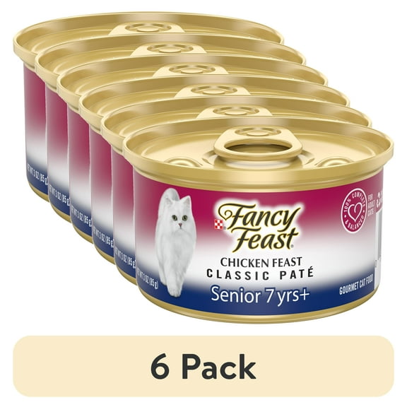(6 pack) Purina Fancy Feast Senior Classic Pate Chicken Feast Wet Cat Food, 3 oz Can