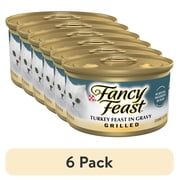 6 pack Purina Fancy Feast Grilled Turkey Feast in Gravy Wet Cat Food, 3 oz, 24 Pack