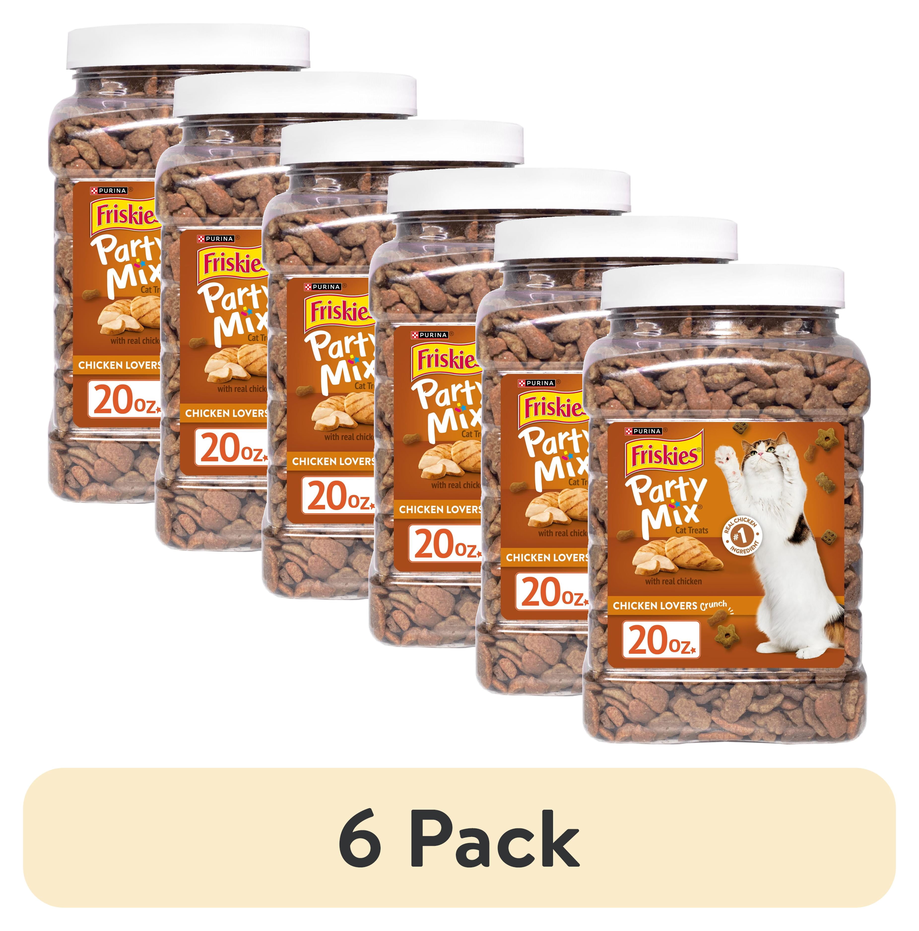 (6 pack) Purina Friskies Cat Treats, Party Mix Chicken Lovers Crunch, 20 oz, 3 Pack