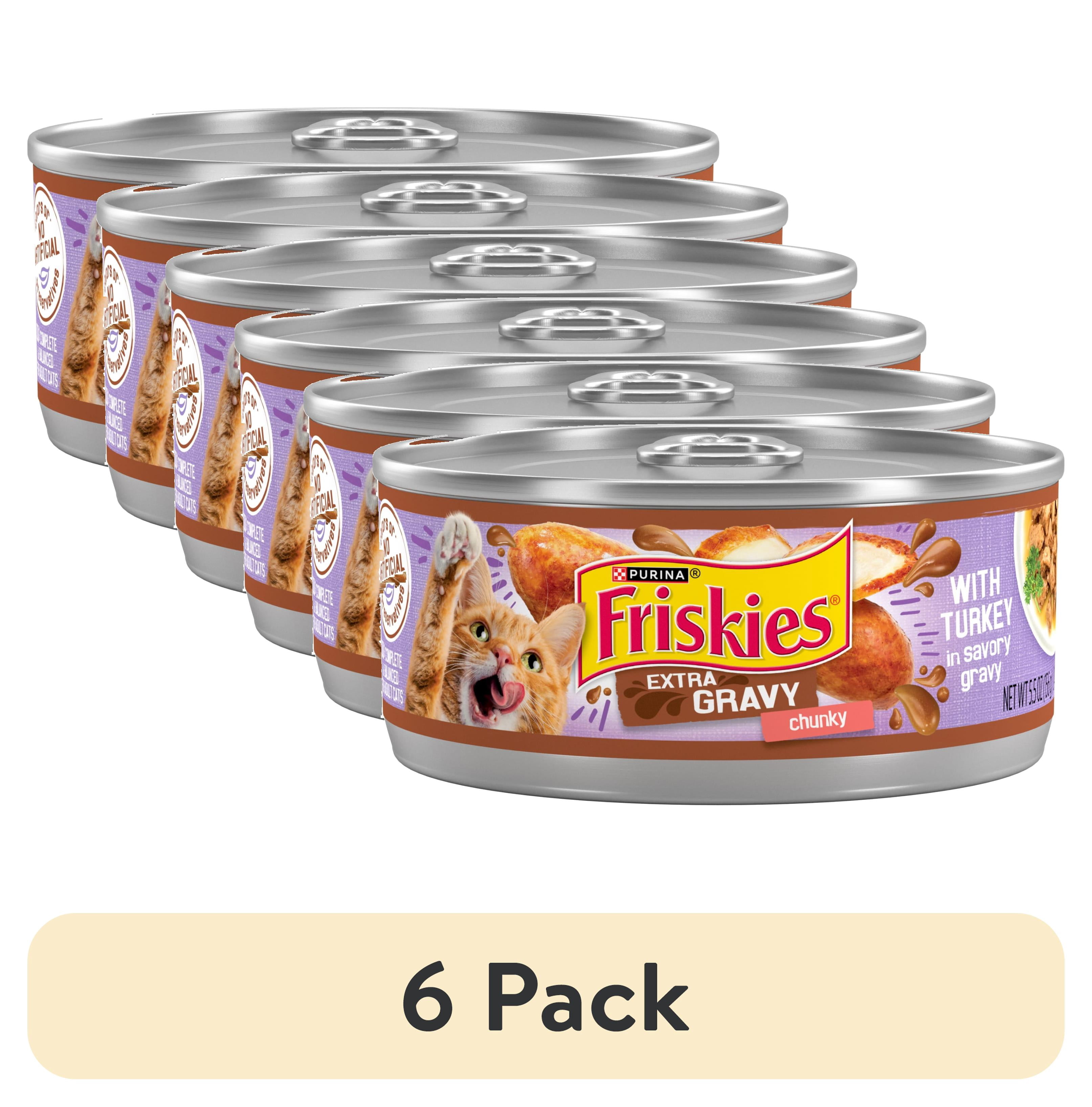 (6 pack) Purina Friskies Extra Chunky Gravy, Soft Turkey, Wet Cat Food, 5.5 oz Cans