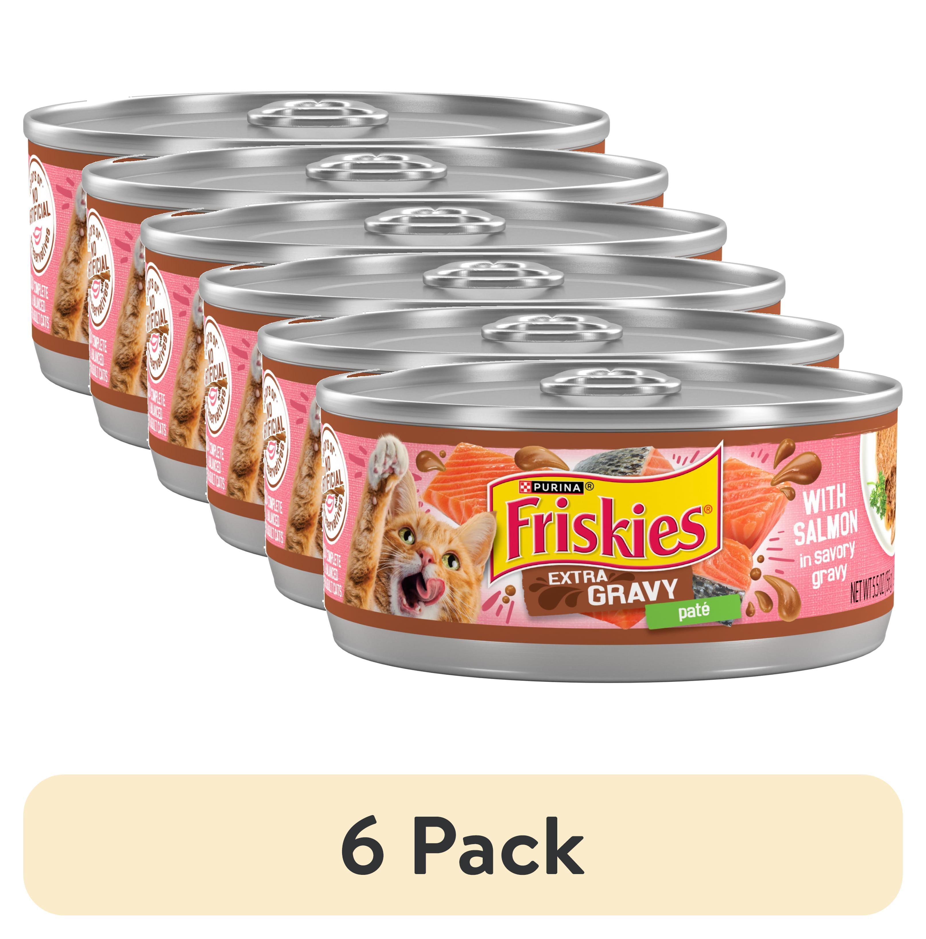 (6 pack) Purina Friskies Extra Gravy Pate With Salmon, Wet Cat Food, 5.5 oz Cans
