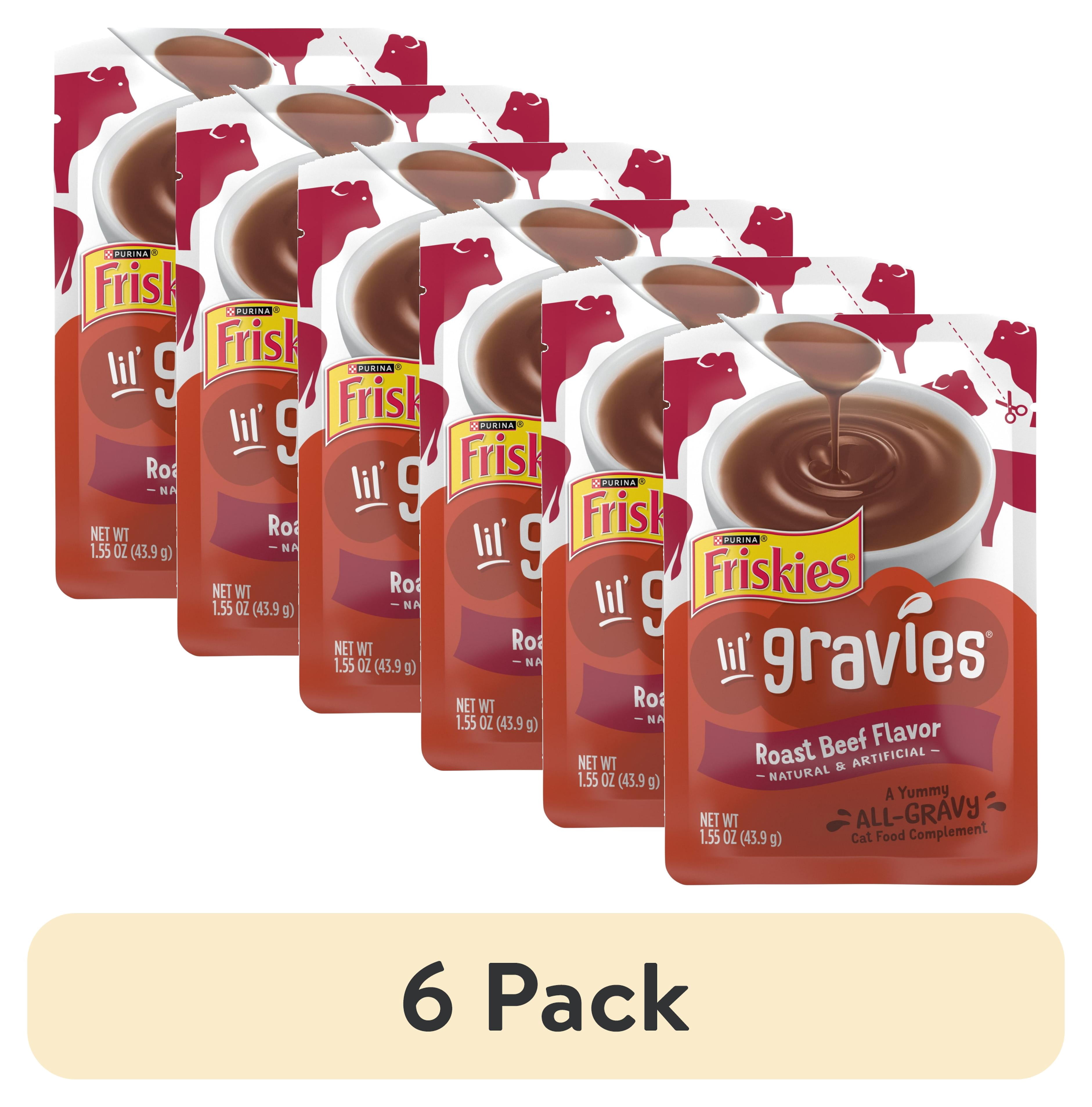 (6 pack) Purina Friskies Lil Gravies, Roast Beef Flavor Gravy, Wet Cat Food, 1.55 oz. Pouch