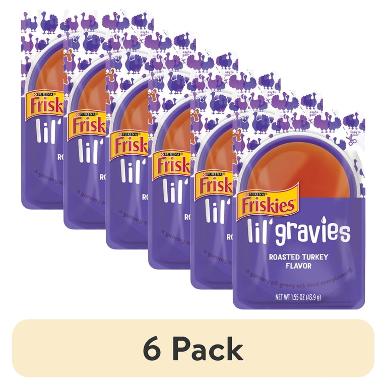 Friskies Lil Gravies Roasted Turkey Flavor, Wet Cat Food, 6 pack