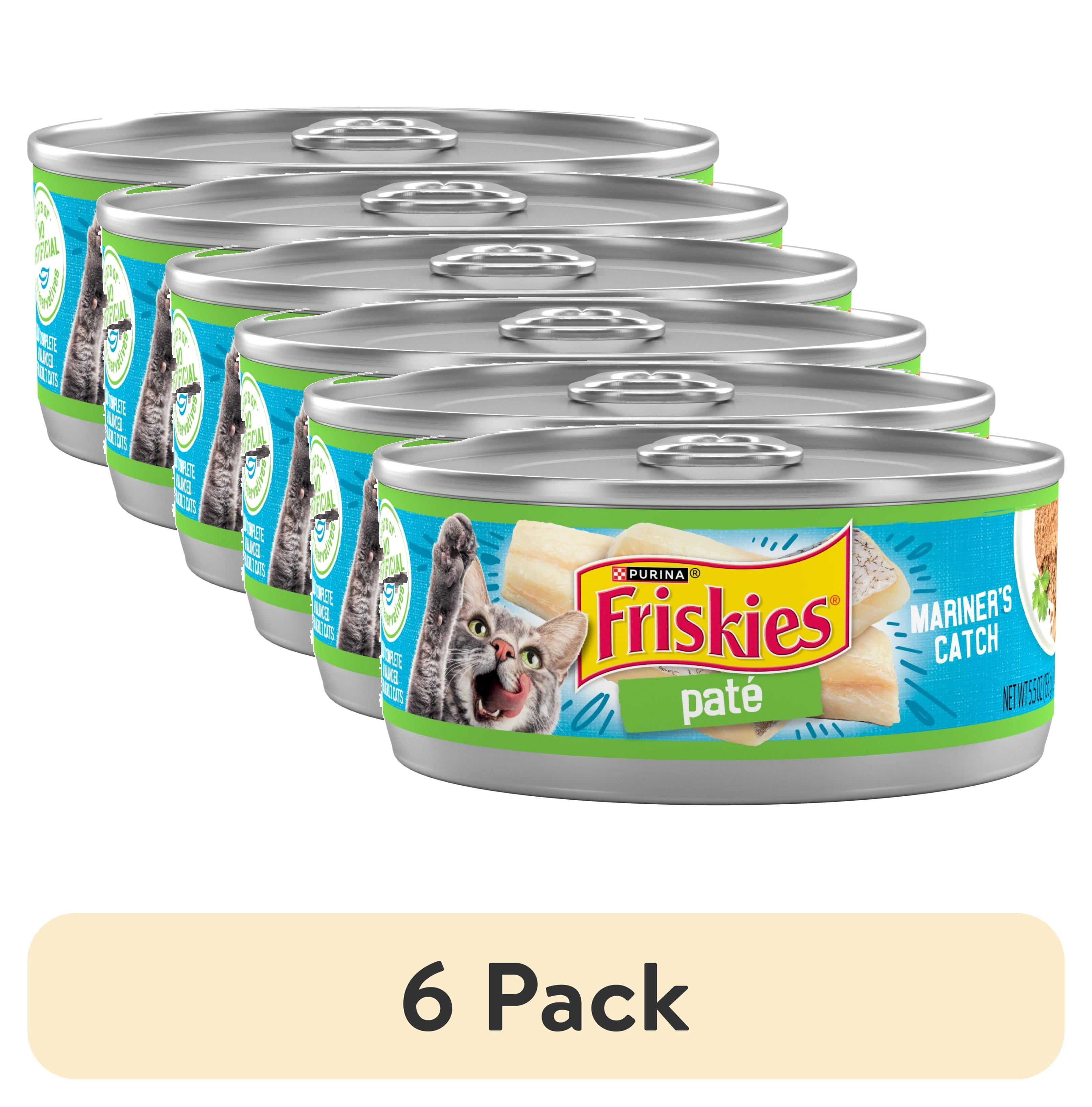 (6 pack) Purina Friskies Mariner's Catch Fish Flavor Pate Wet Cat Food, 5.5 oz Can, 24 Pack