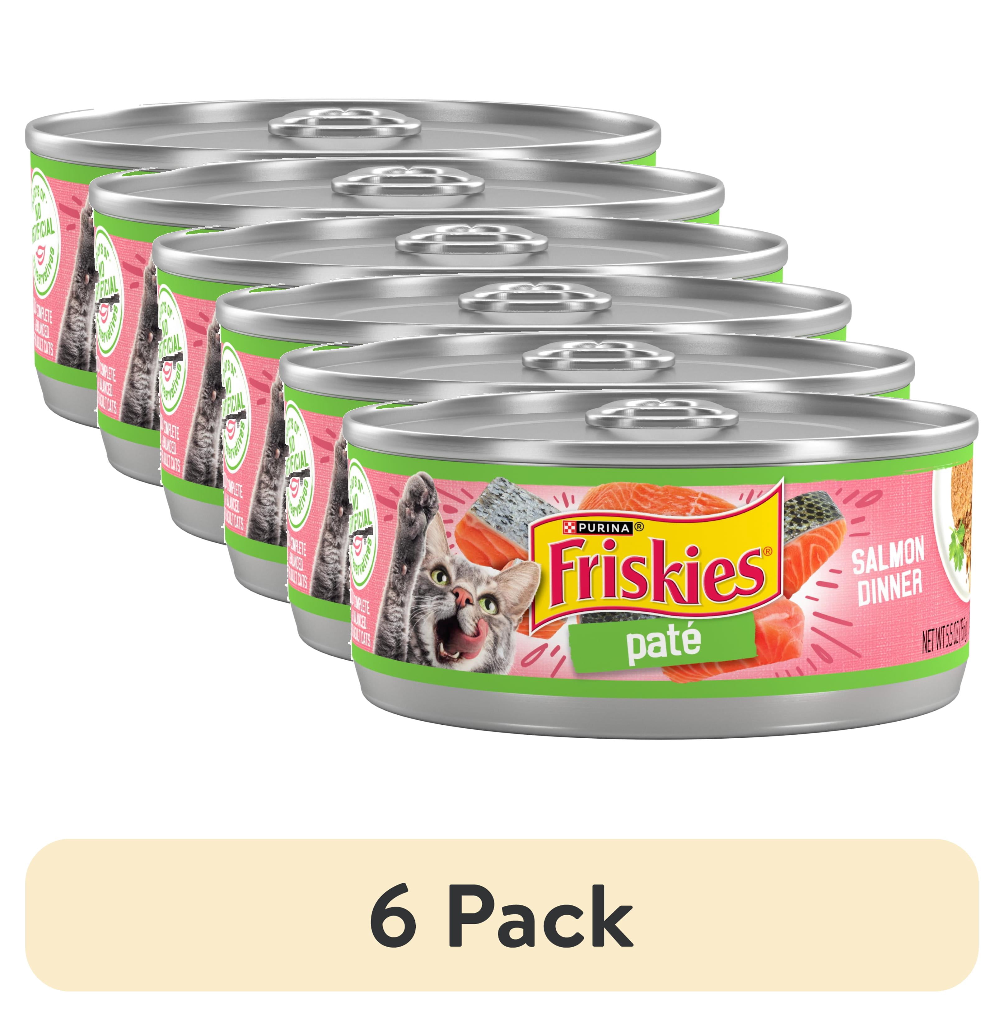 (6 pack) Purina Friskies Pate, Salmon, Wet Cat Food, 5.5 oz Can, 24 Pack