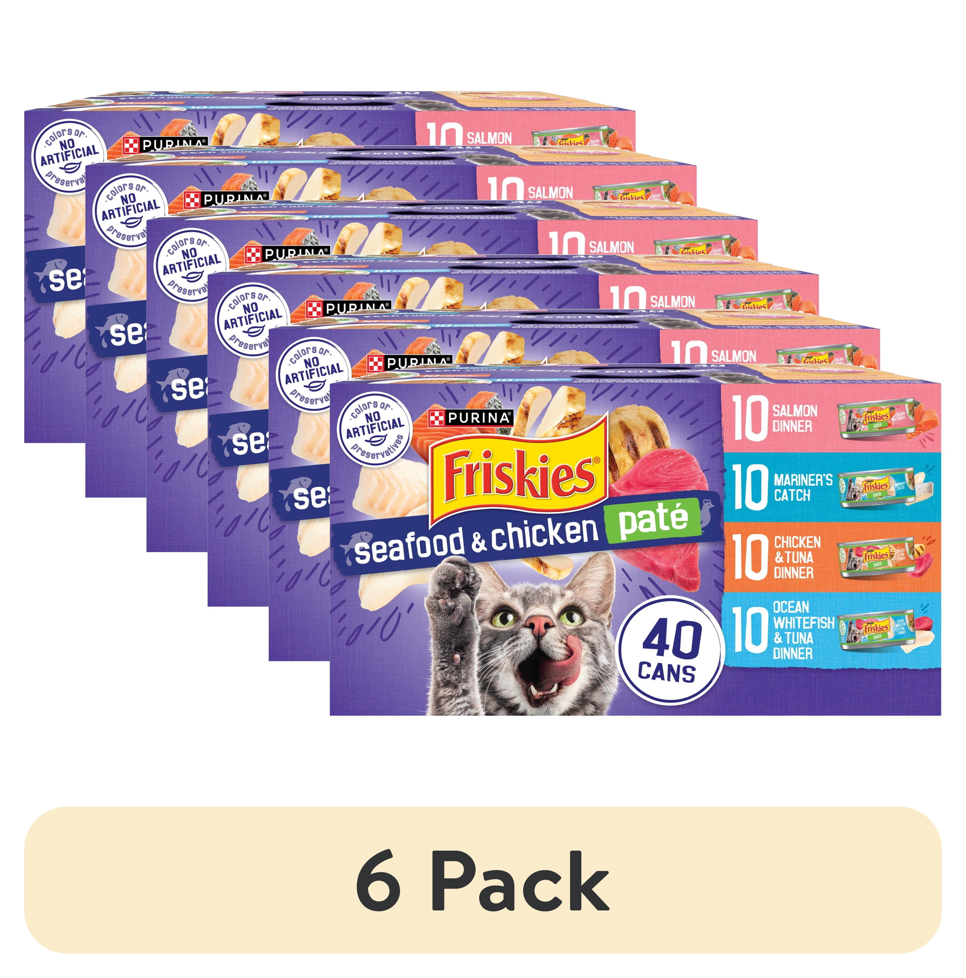 (6 pack) Purina Friskies Seafood & Chicken Pate Wet Cat Food Variety Pack, 5.5 oz Cans (40 Pack)