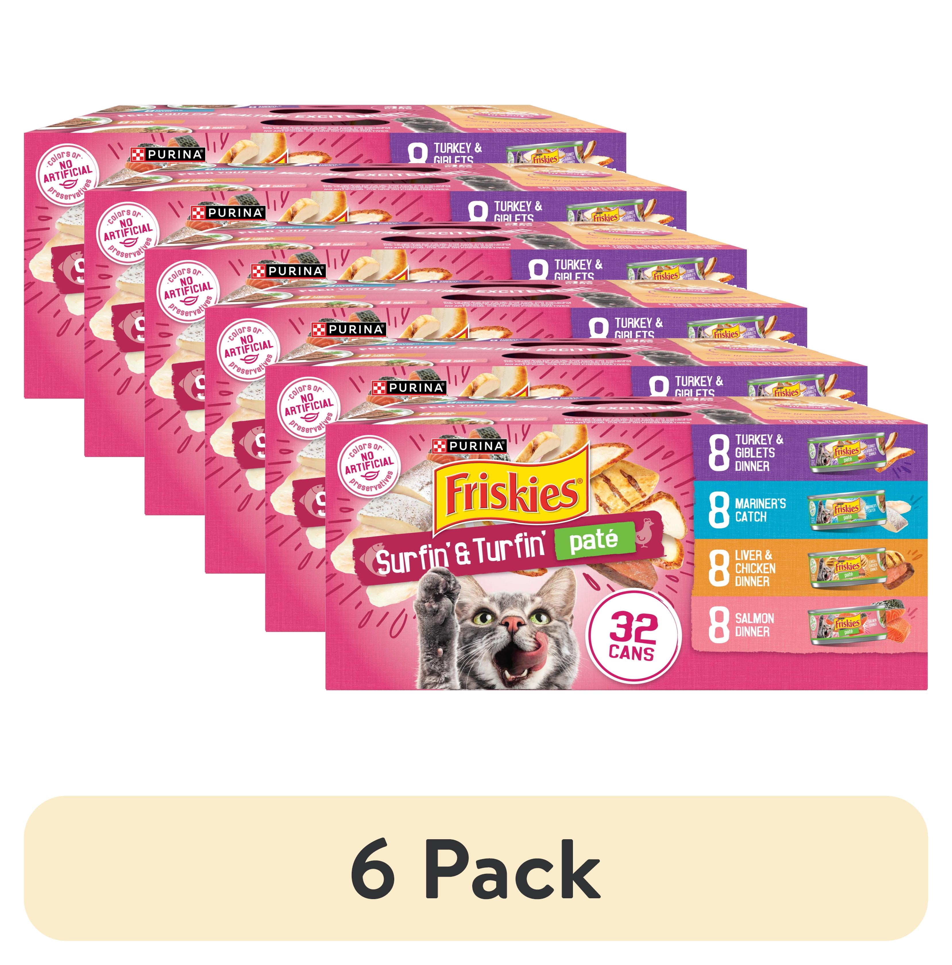 (6 pack) Purina Friskies Pate Variety Pack, Surfin' and Turfin' Favorites, Wet Cat Food, 5.5 oz Can, 32 Pack