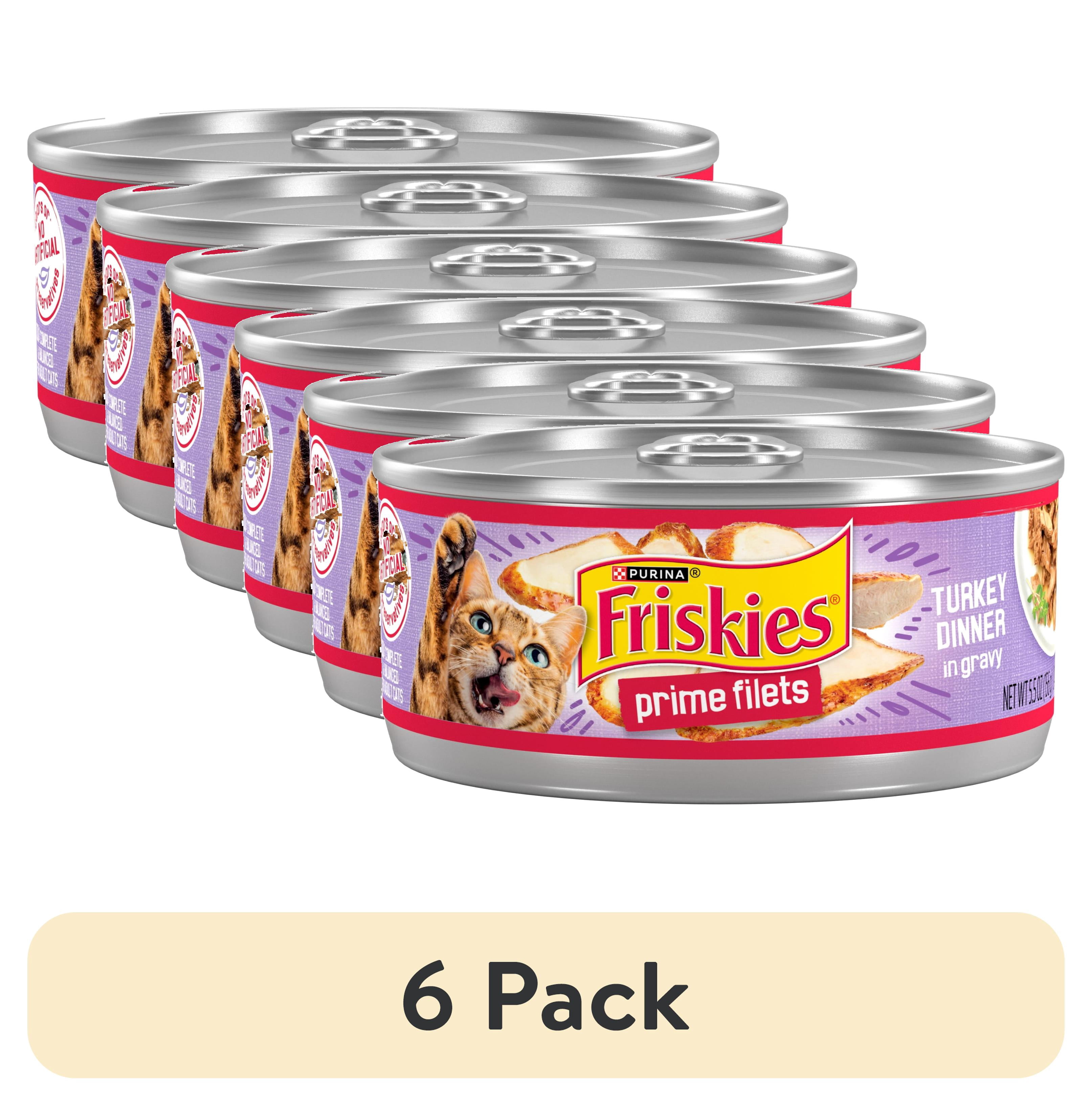 (6 pack) Purina Friskies Prime Filets, Turkey Dinner in Gravy, Wet Cat Food, 5.5 oz Can