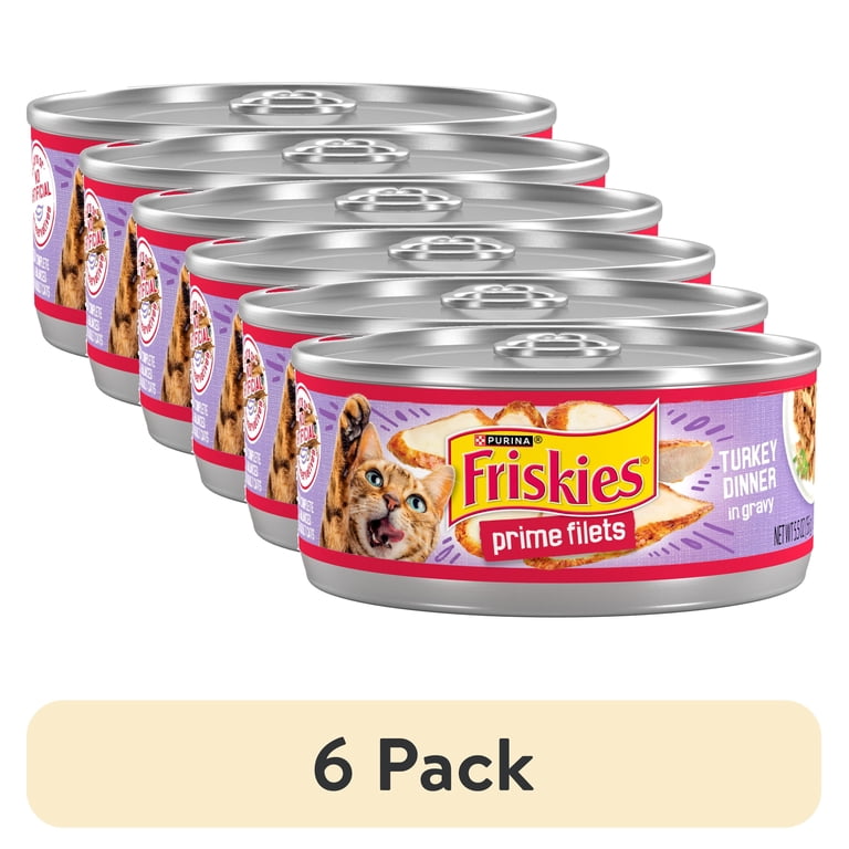 6 pack) Purina Friskies Prime Filets, Turkey Dinner in Gravy, Wet