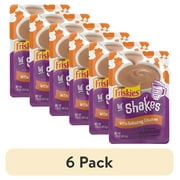 (6 pack) Purina Friskies Pureed Cat Food Toppers, Lil’ Shakes with Enticing Chicken Lickable Cat Treats, 1.55 oz Pouch