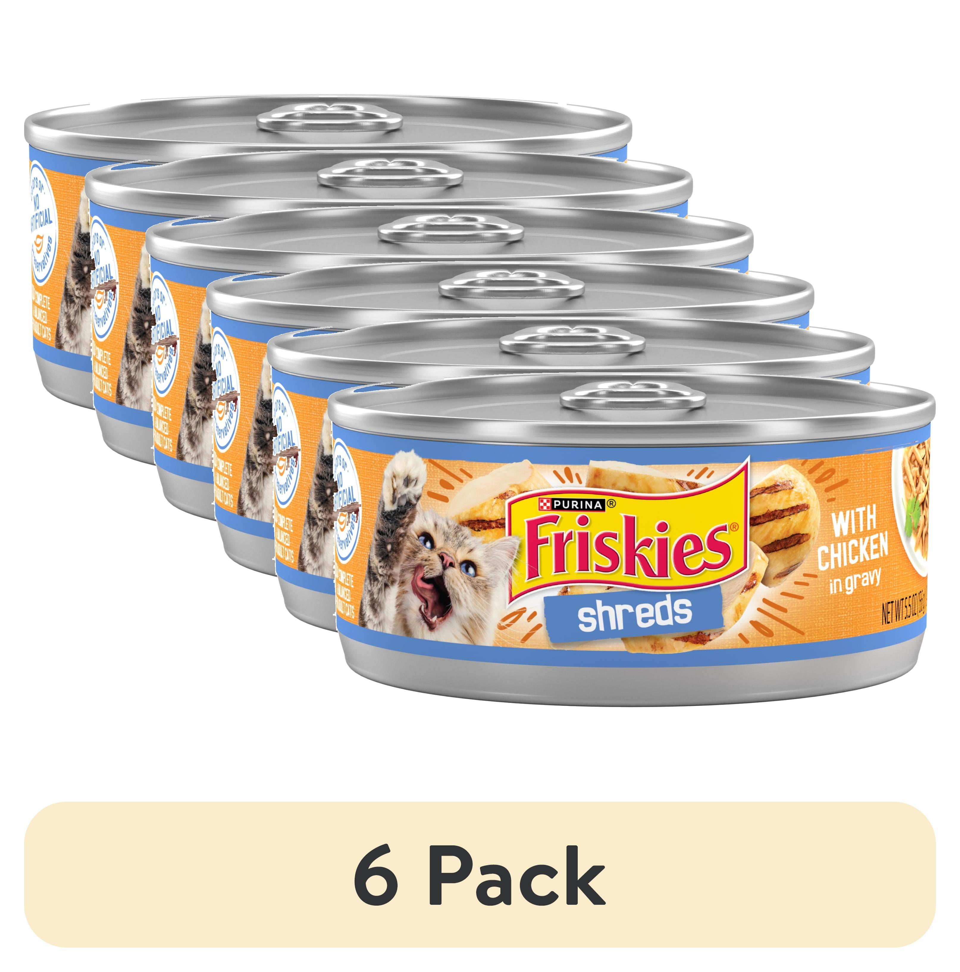 (6 pack) Purina Friskies Shreds, Chicken in Gravy, Wet Cat Food, 5.5 oz Can