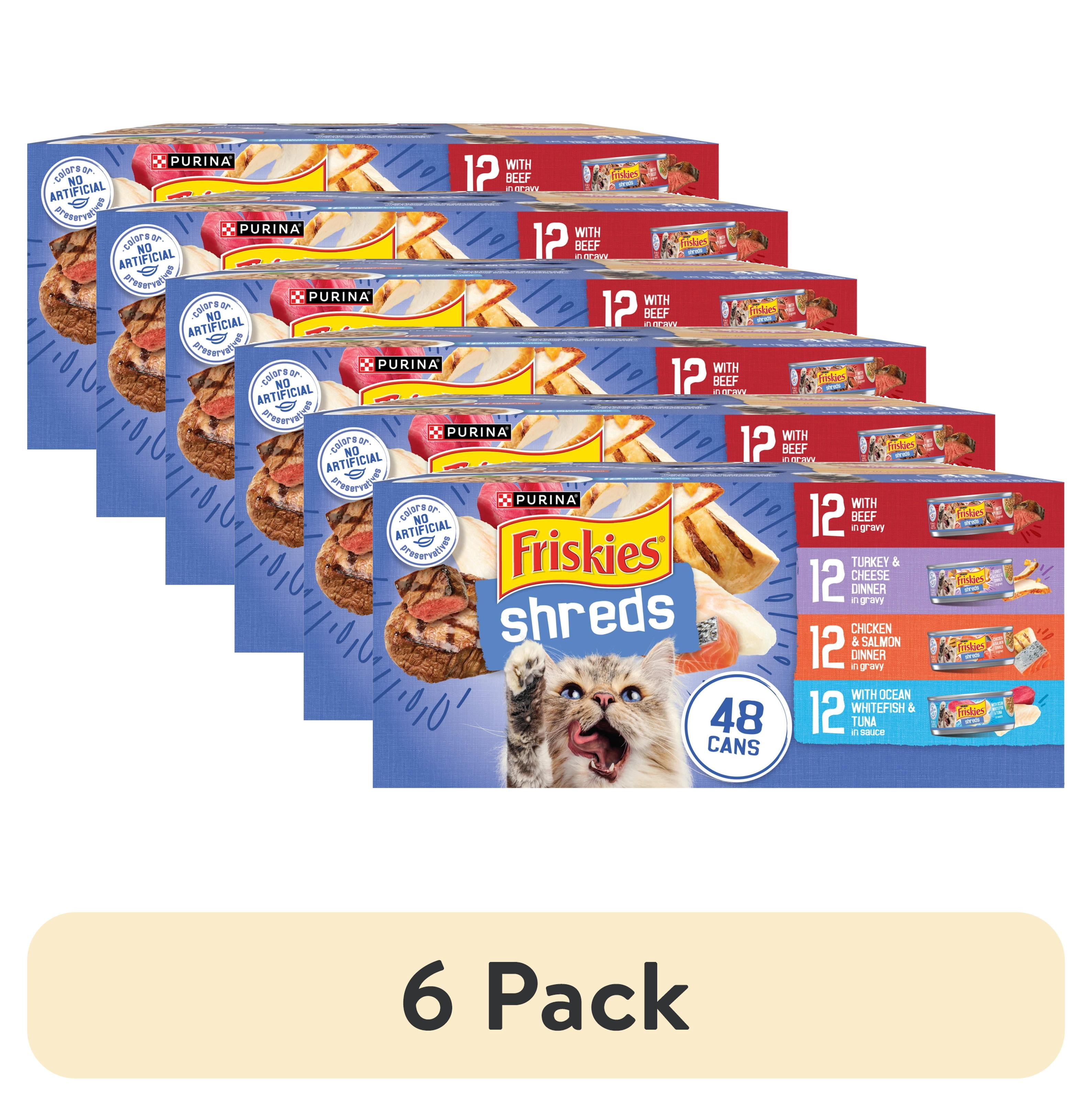 (6 pack) Purina Friskies Shreds Wet Cat Food Variety Pack, 5.5 oz Cans (48 Pack)