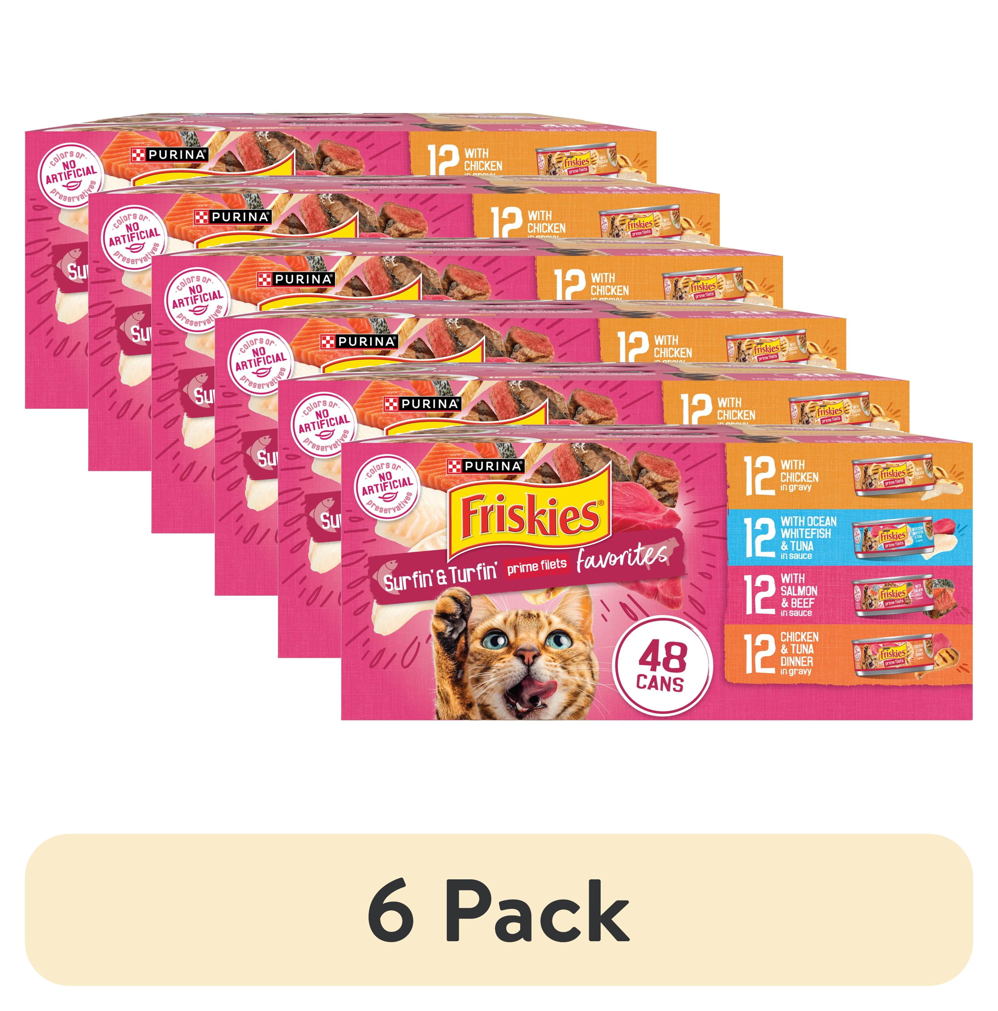 (6 pack) Purina Friskies Surfin' & Turfin' Favorites Prime Filets Wet Cat Food Variety Pack, 5.5 oz Cans (48 Pack)