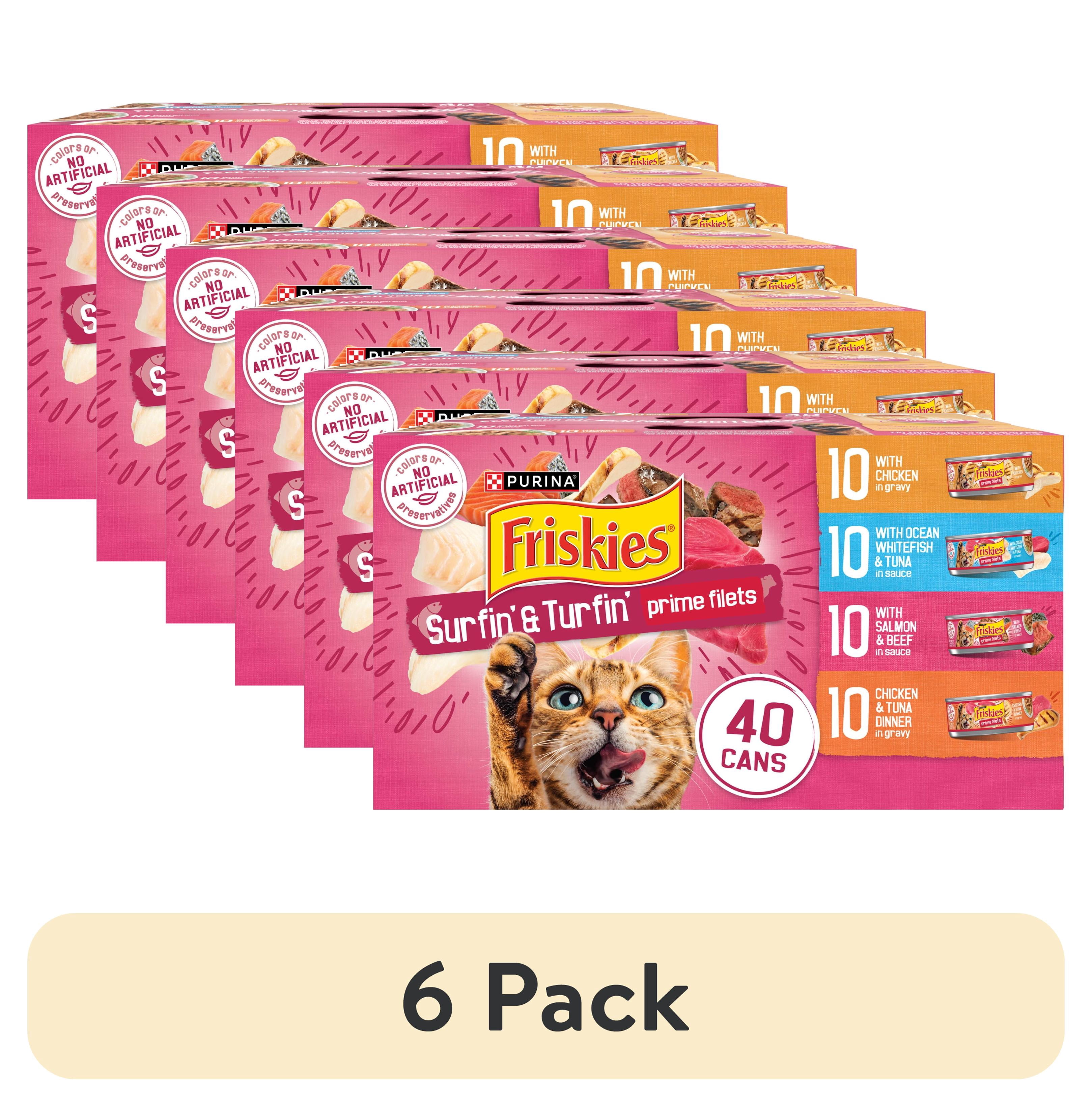 (6 pack) Purina Friskies Surfin' and Turfin' Variety Pack, Wet Cat Food, 5.5 oz Cans, 40 Pack