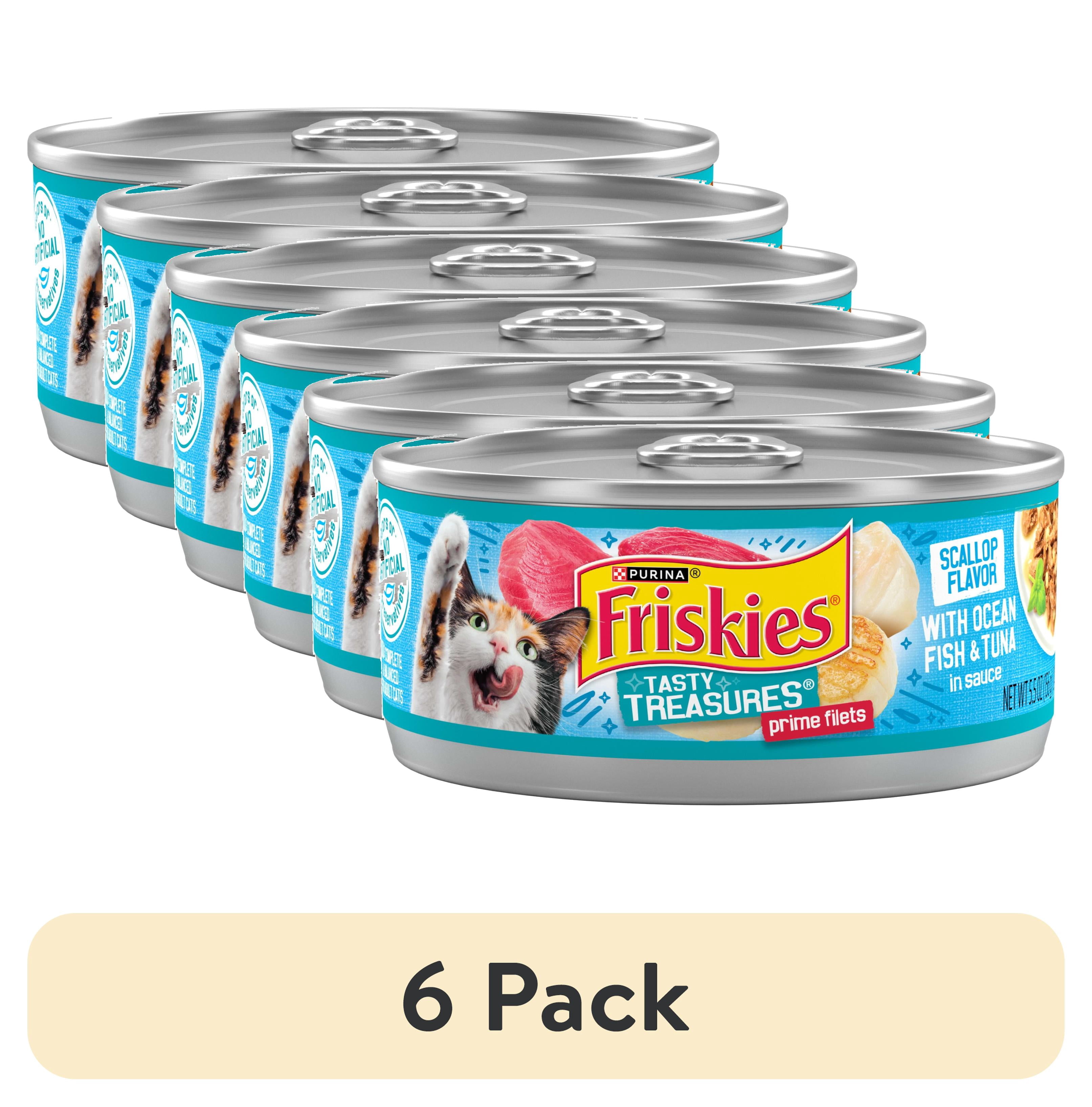 (6 pack) Purina Friskies Tasty Treasures Prime Filets, Tuna, Wet Cat Food, 5.5 oz Cans, 24 Pack