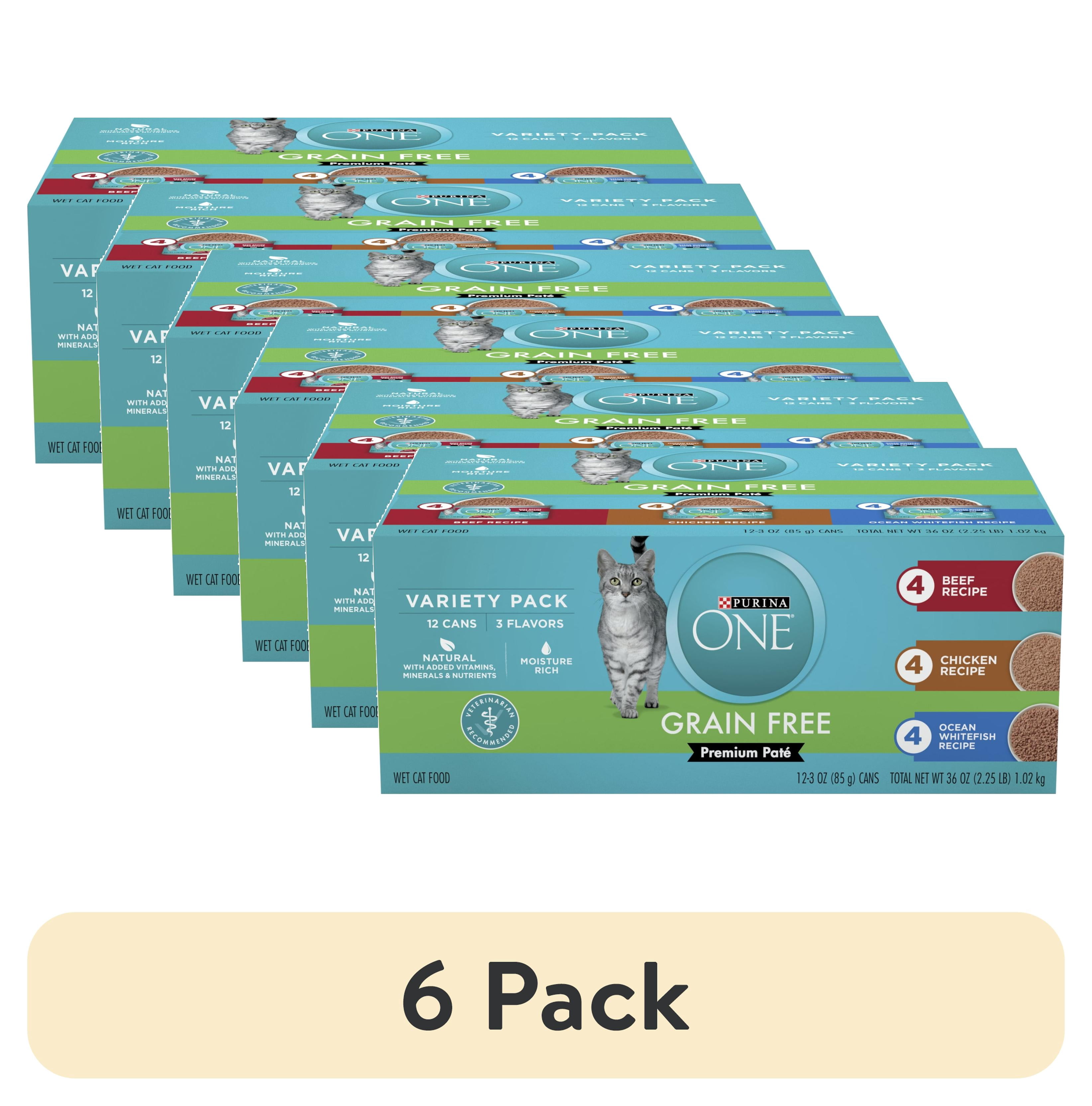 (6 pack) Purina ONE, Grain Free Natural Variety Pack, Wet Cat Food Pate, 3 oz Cans (12 Count)