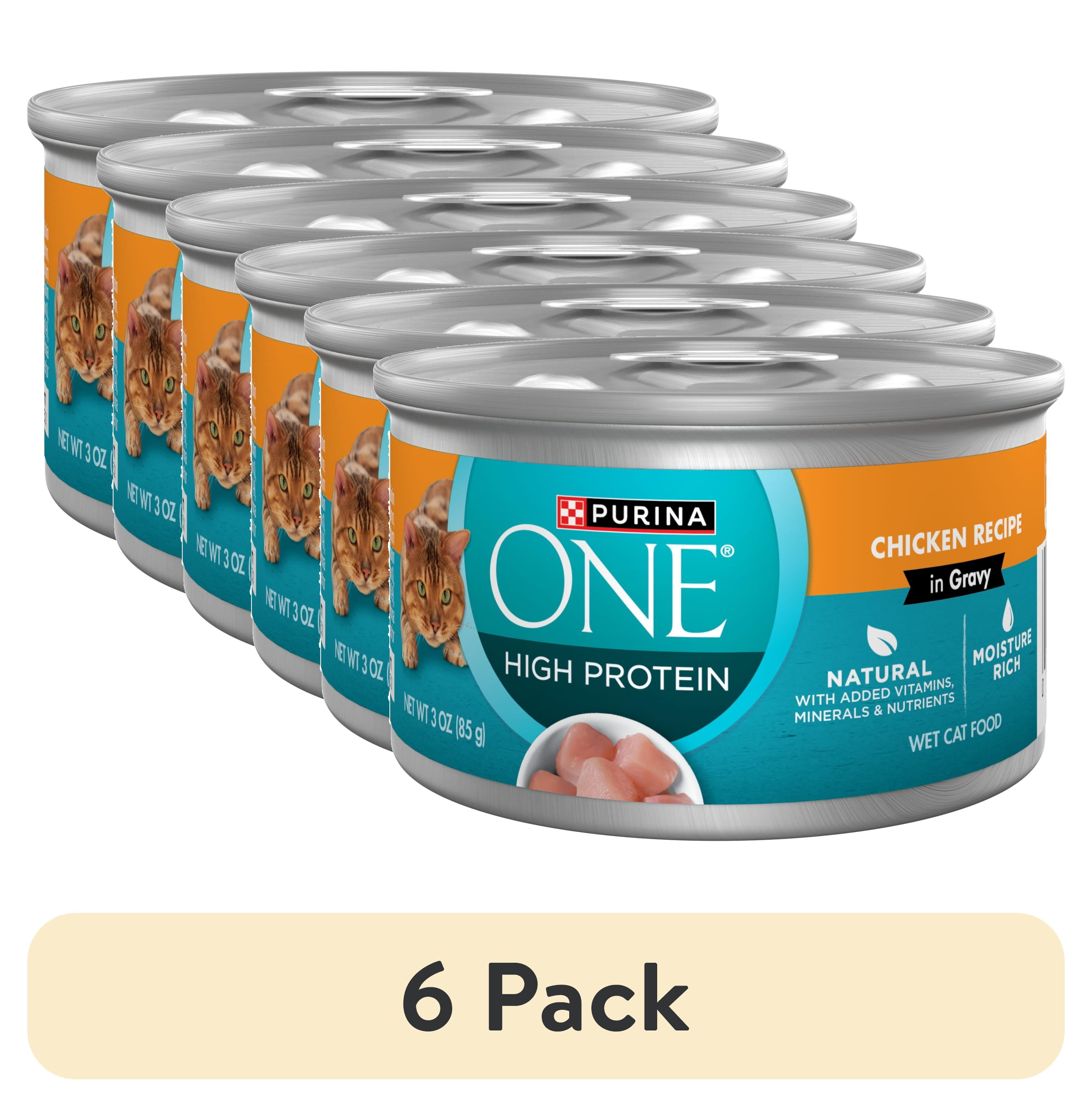 6 pack) Purina ONE Natural High Protein Cat Food, Chicken Recipe