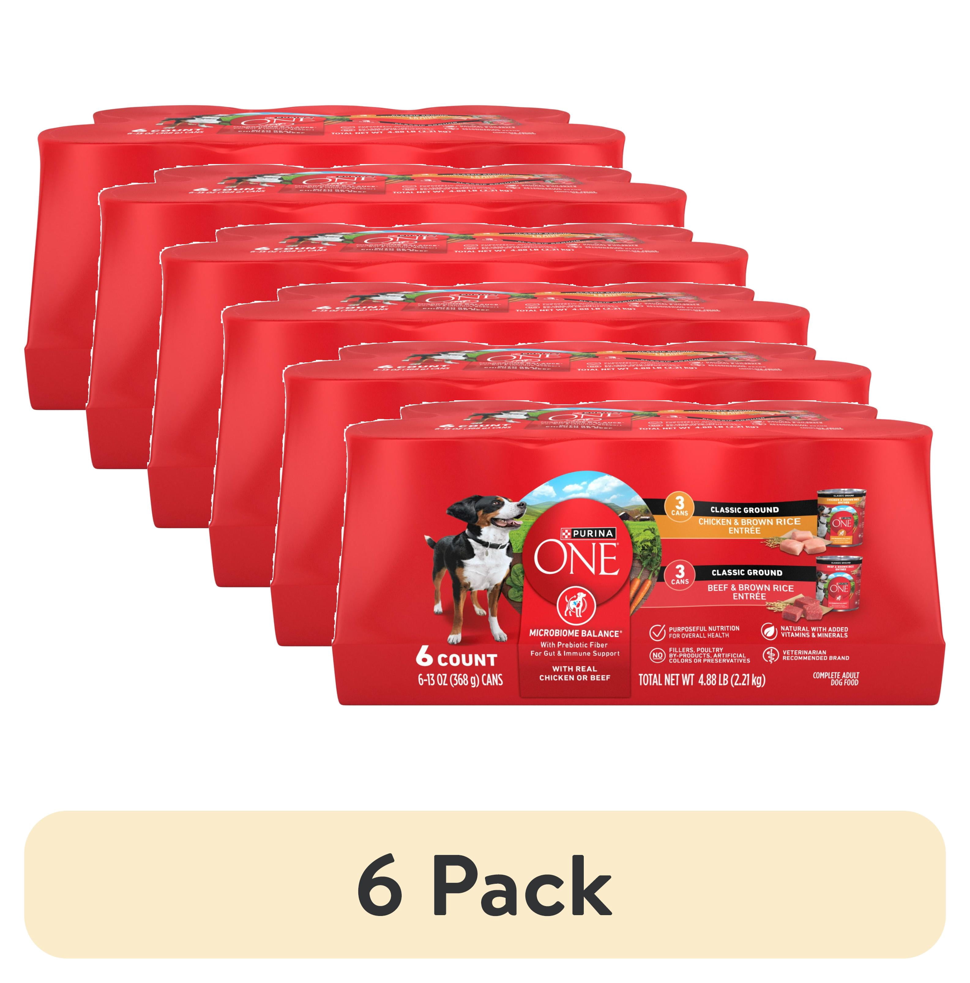 (6 pack) Purina ONE Natural Wet Dog Food, High Protein Soft Variety Pack, 13 oz Cans, 6 Pack