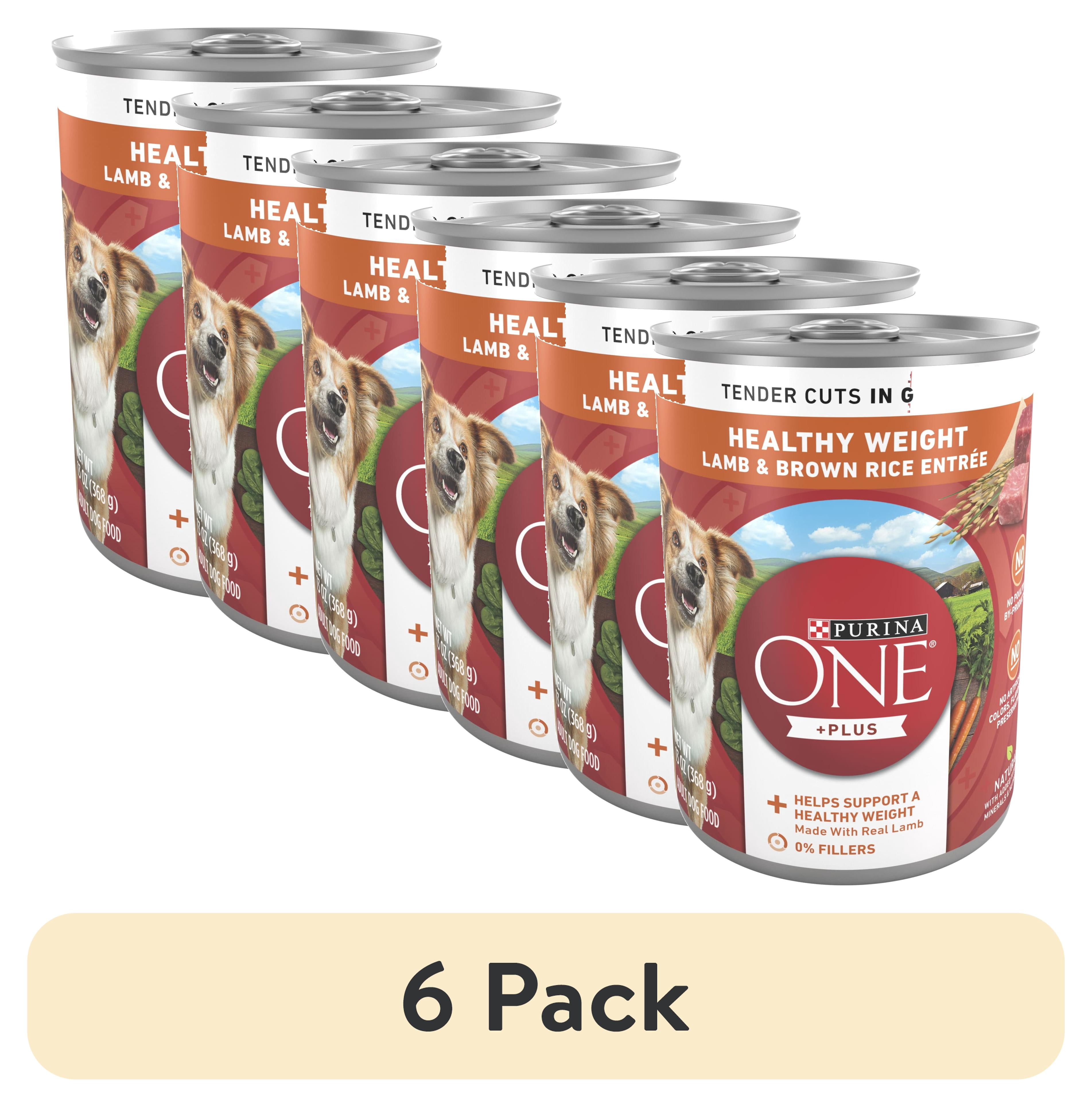 (6 pack) Purina ONE PLUS Natural Wet Dog Food, High Protein Soft Lamb & Brown Rice, 13 oz Can, 12 Pack