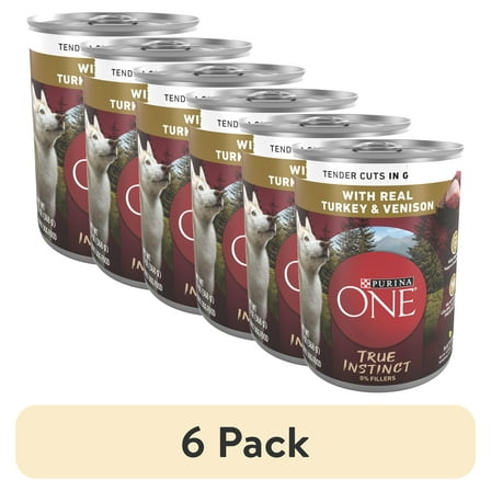 (6 pack) Purina ONE True Instinct Wet Dog Food, High Protein Soft Turkey & Venison, 13 oz Can