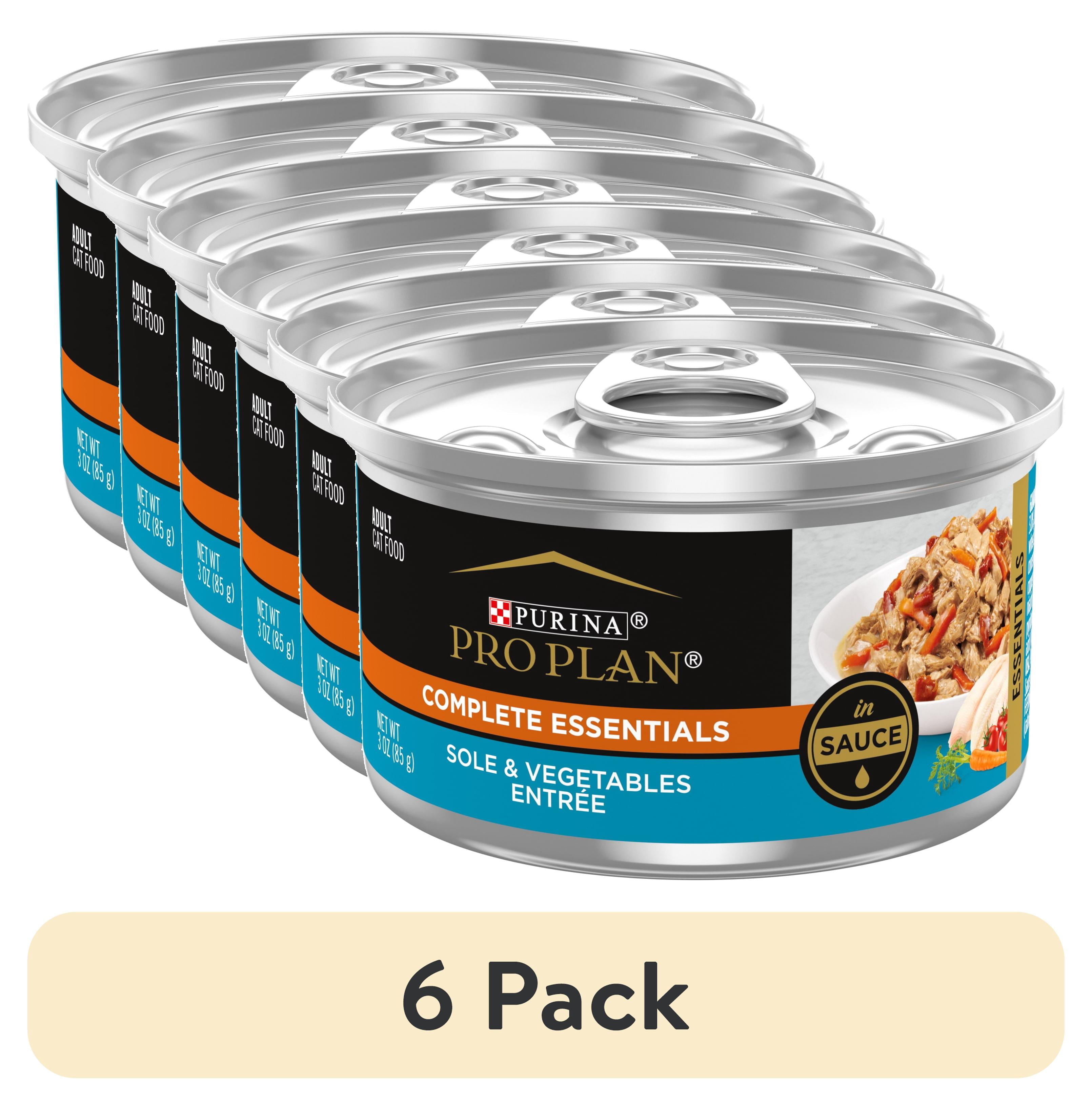 (6 pack) Purina Pro Plan Complete Essentials, Sole Vegetables, Wet Cat Food 3 oz Cans, 24 Pack