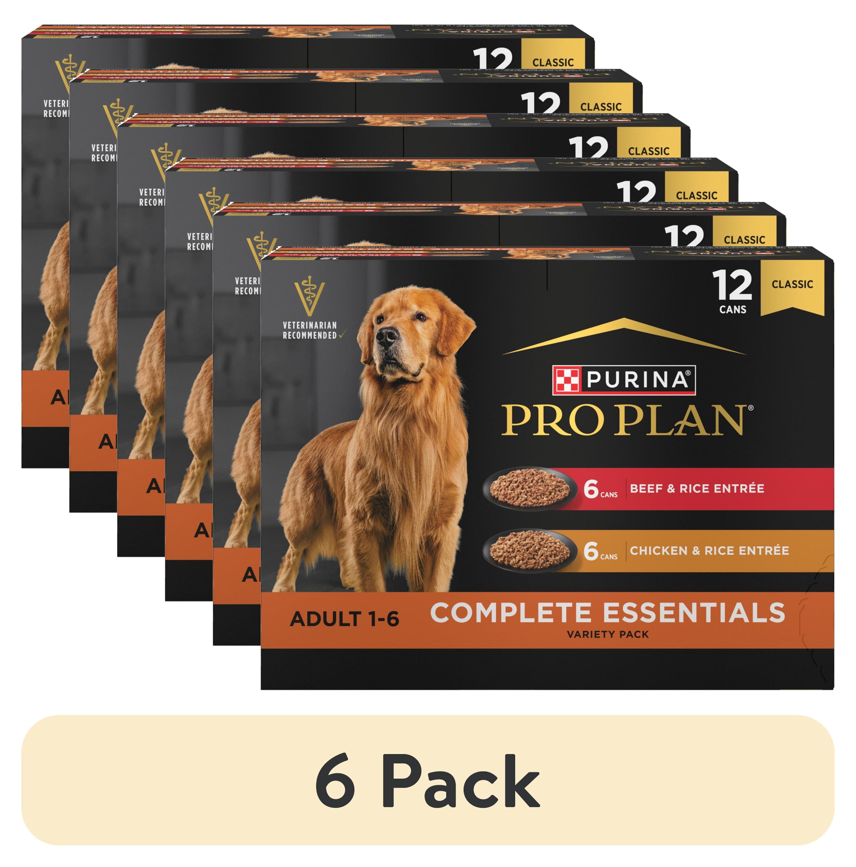 (6 pack) Purina Pro Plan Complete Essentials Wet Dog Food Chicken and Rice Entree and Beef and Rice Entree Variety Pack, 13 oz Cans (12 Pack)