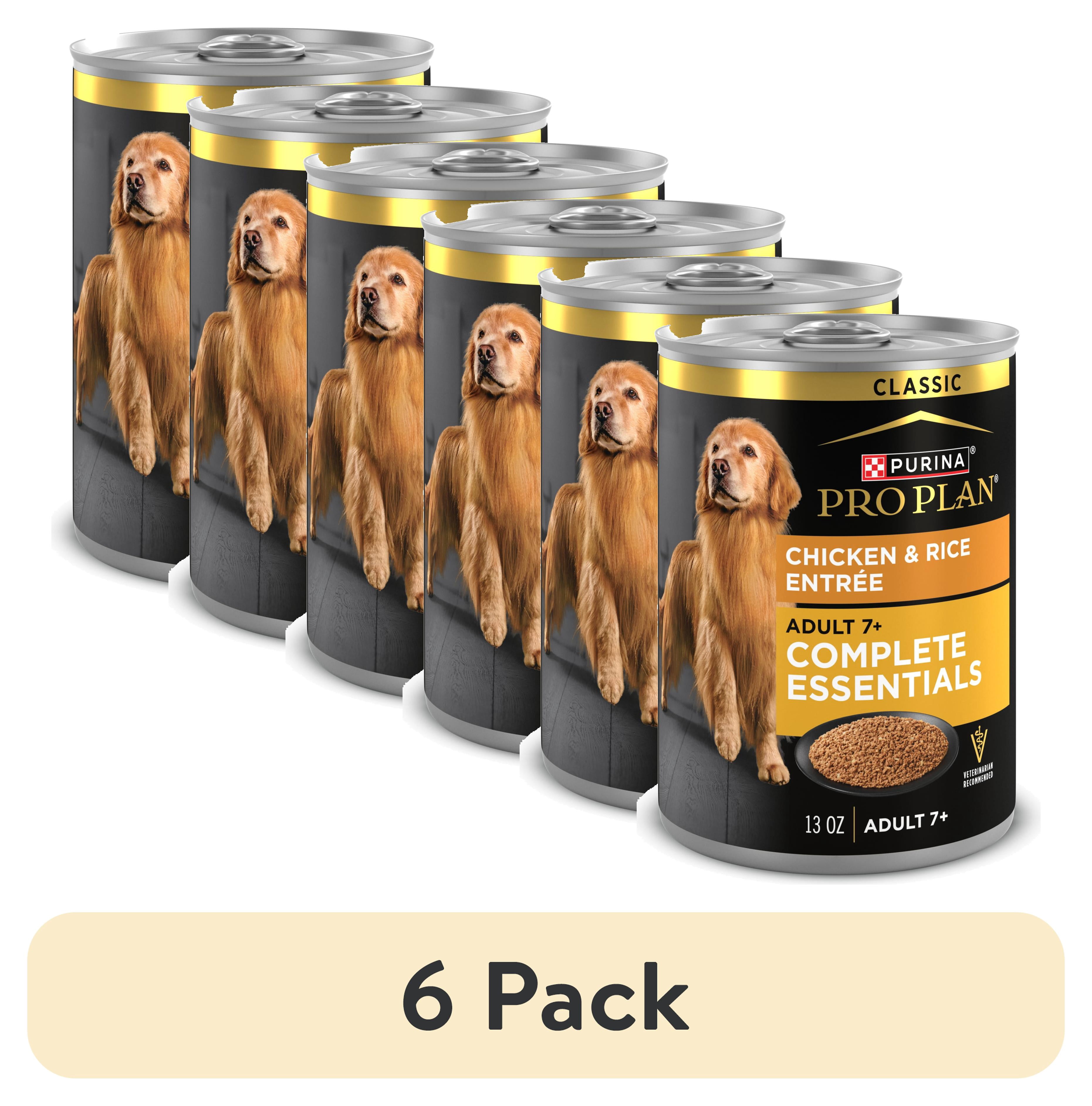 (6 pack) Purina Pro Plan Wet Dog Food for Senior Dogs Adult 7 Plus Chicken and Rice Entree Classic, 13 oz Can (12 Pack)