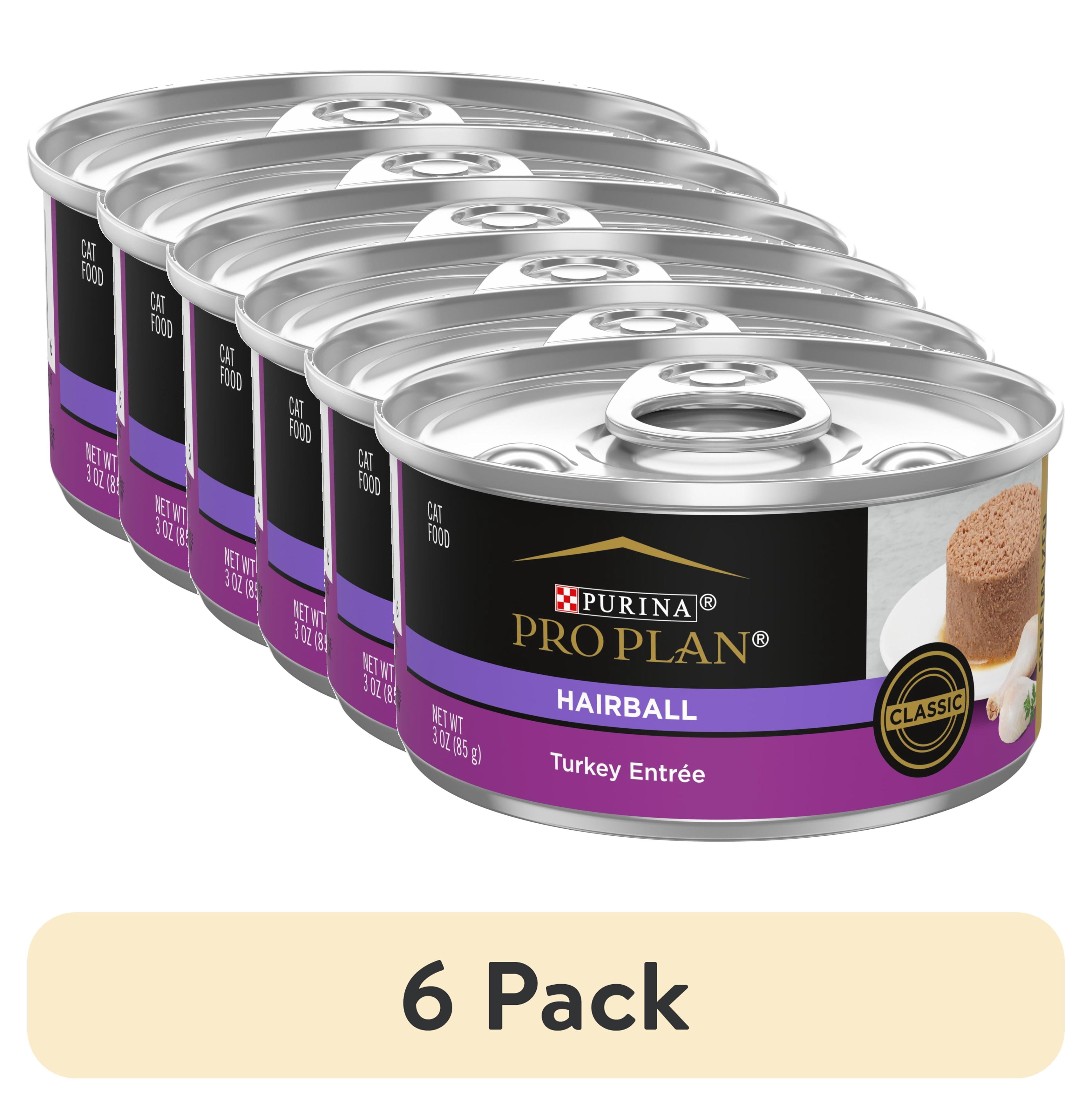 (6 pack) Purina Pro Plan Hairball Control Cat Food Wet Pate, Hairball Turkey Entree, 3 oz Can