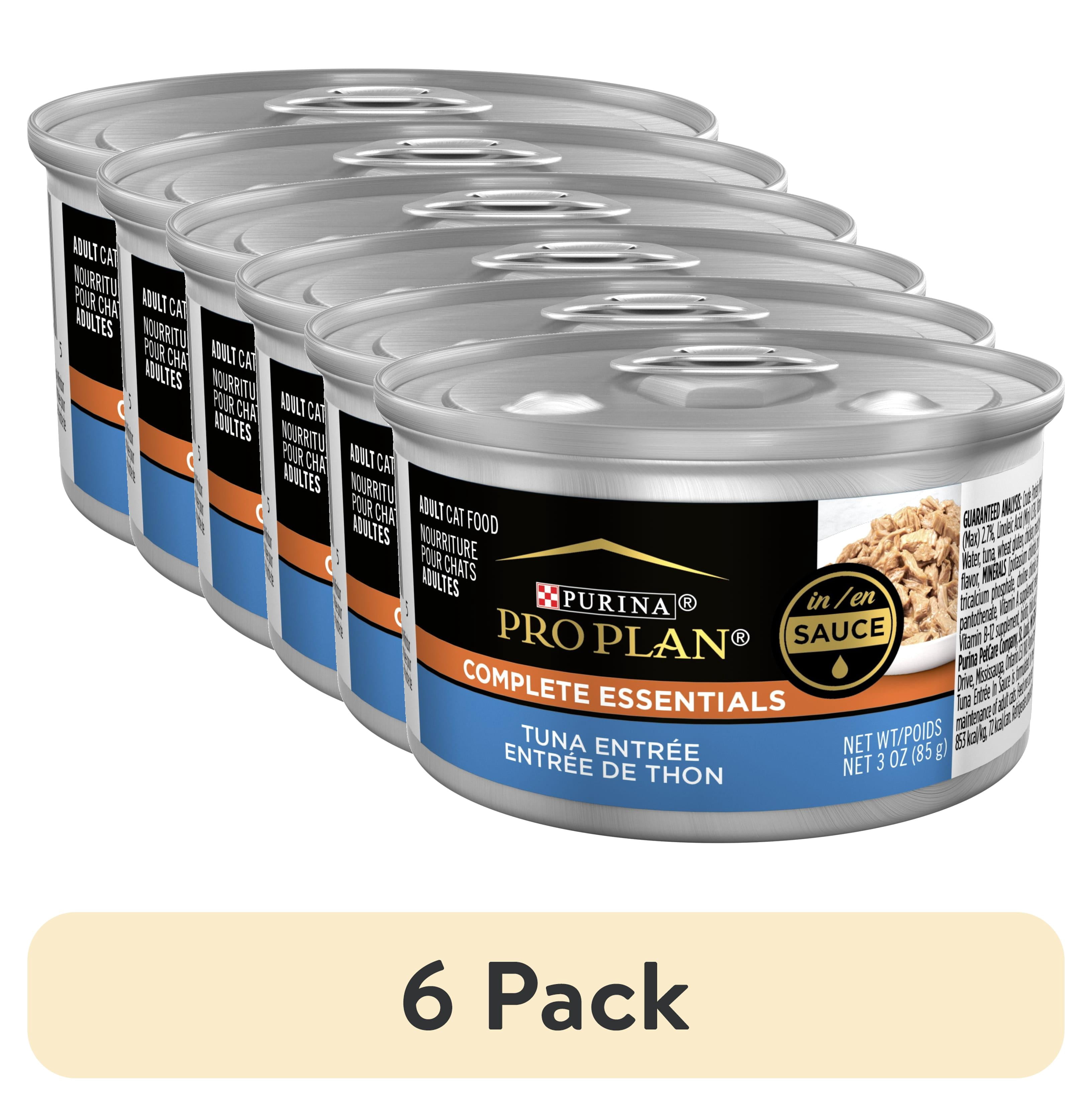 (6 pack) Purina Pro Plan Pate High Protein Wet Cat Food, Complete Essentials Tuna Entree in Sauce, 3 oz. Can