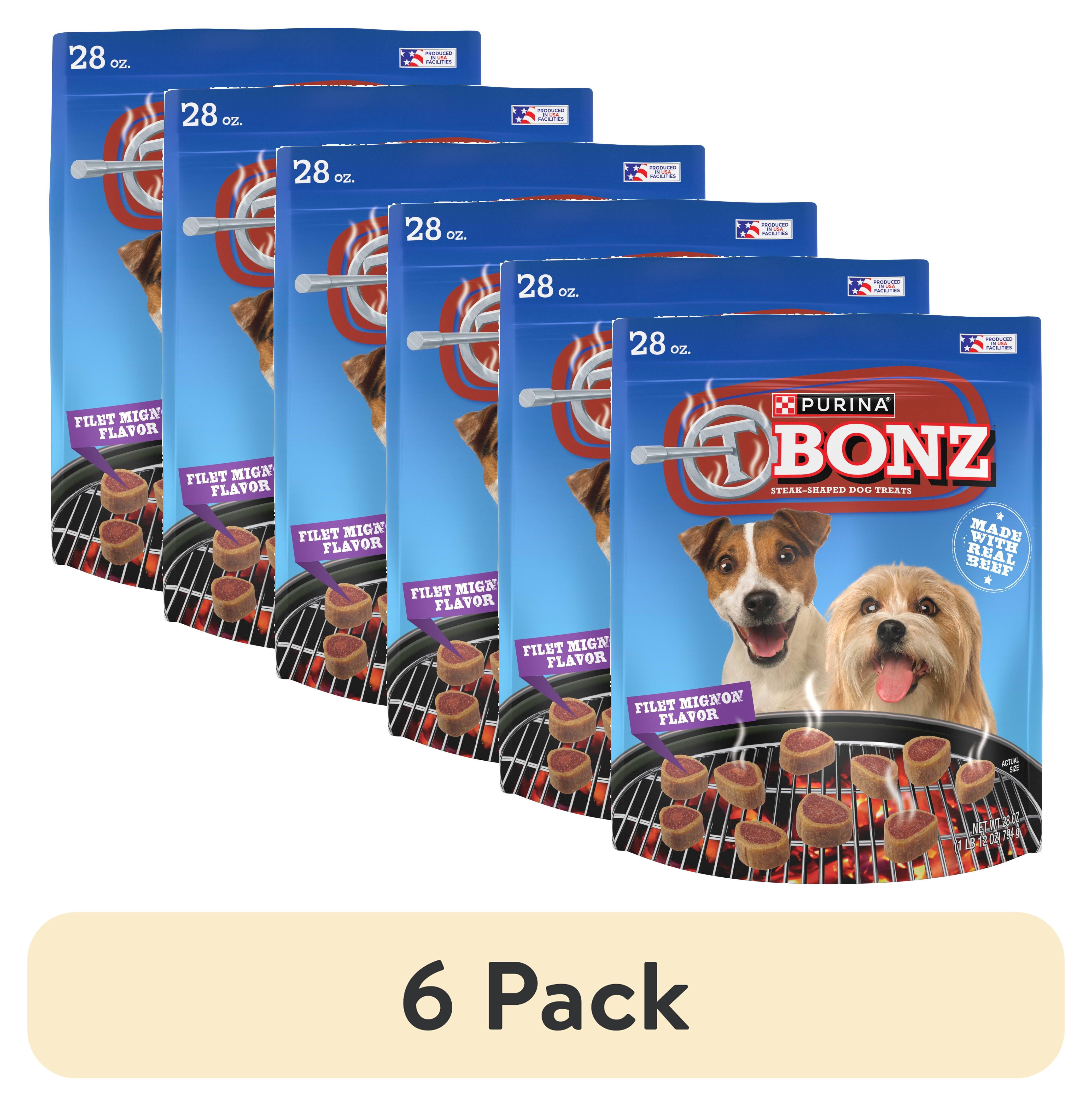(6 pack) Purina T-Bonz Dog Treats with Filet Mignon Flavor & Real Beef Chews, 28 oz Pouch