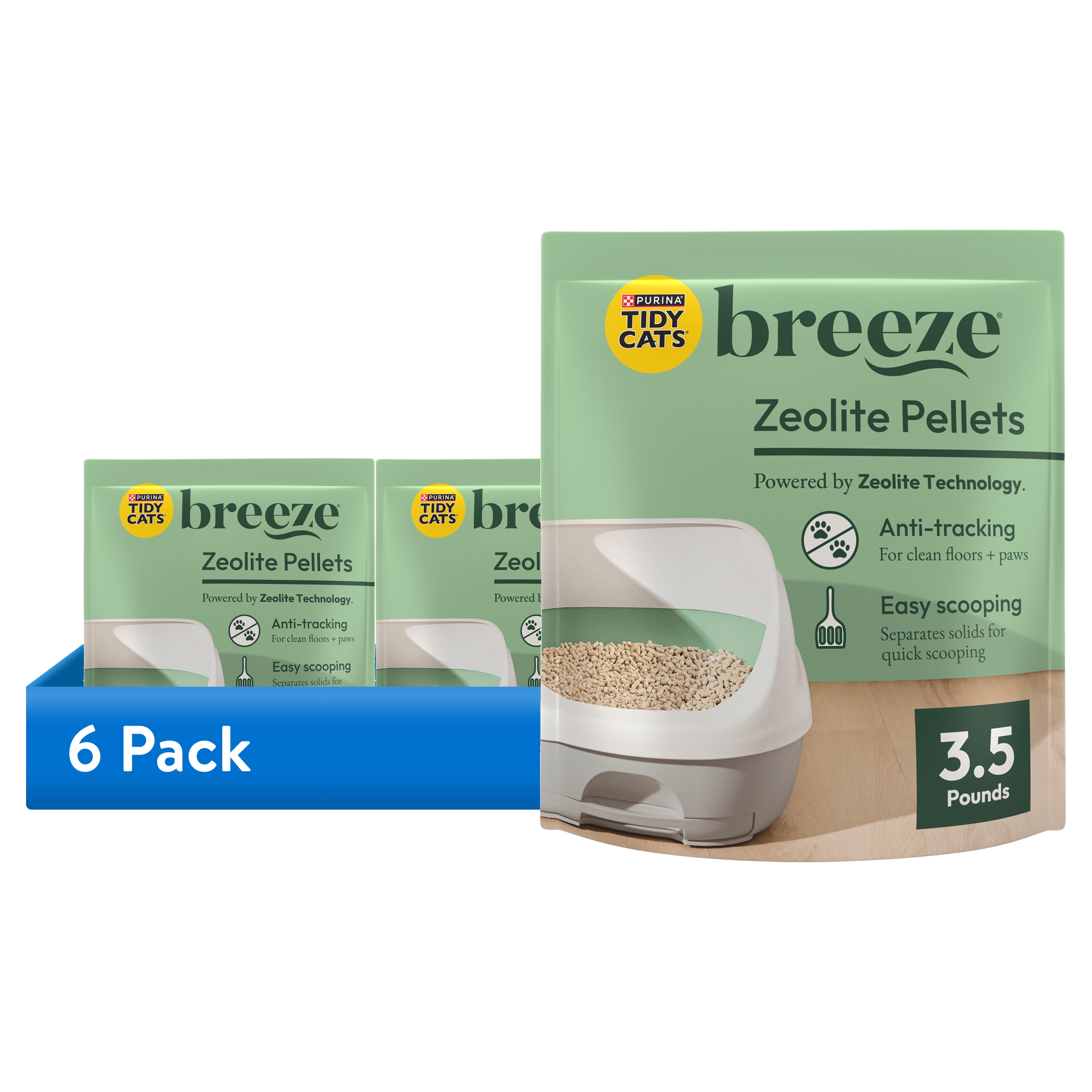 (6 pack) Purina Tidy Cats Breeze Unscented 99.9 Percent Dust Free, Multi Cat, Zeolite Pellet Cat Litter Refill