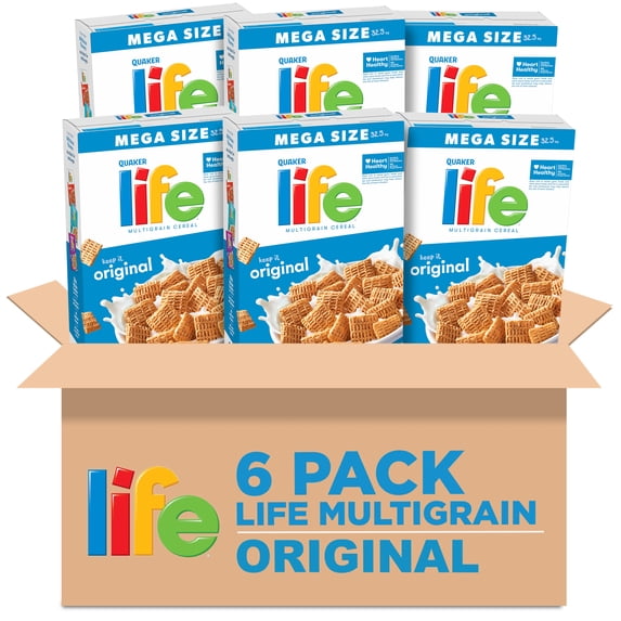 (6 pack) Quaker Life Multigrain Original Crunchy Cereal 32.5 oz box