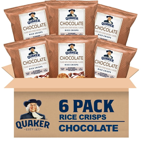 (6 pack) Quaker Gluten-Free Popped Chocolate Rice Crisps, 7.04 oz