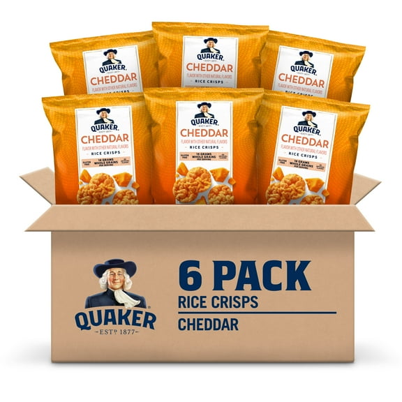 (6 pack) Quaker Rice Crisps, Cheddar Cheese, Gluten Free, 6.06 oz Bag