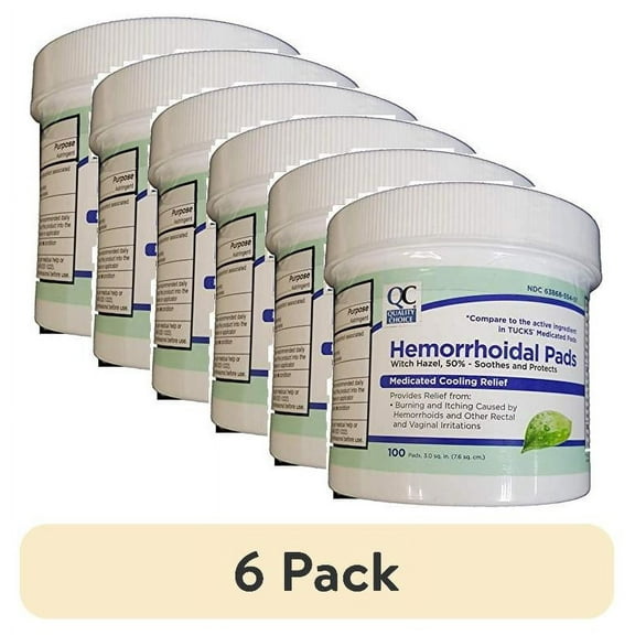 (6 pack) Quality Choice Hemorrhoidal Pads Medicated Cooling Relief 100 count each