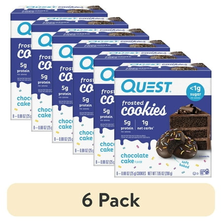 (6 pack) Quest Frosted Protein Cookies, Soft Baked, Low Sugar, Chocolate Cake, 8 Ct