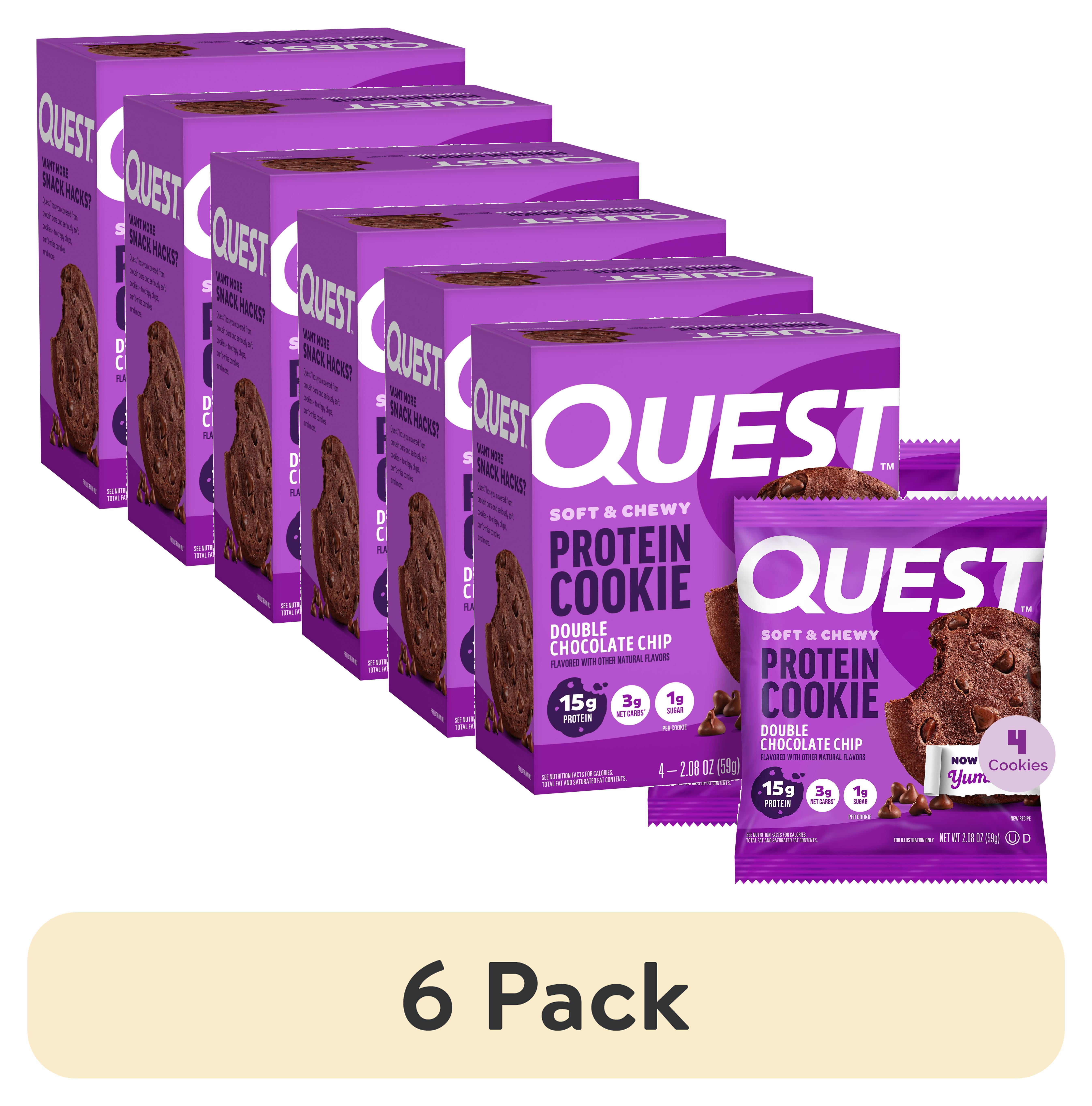(6 pack) Quest Protein Cookie, High Protein, Double Chocolate Chip, 15g Protein, 4 Count