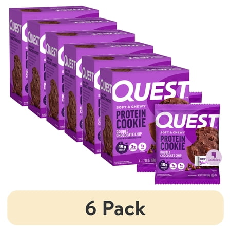 (6 pack) Quest Soft & Chewy Protein Cookie, High Protein, Double Chocolate Chip, 4 Count