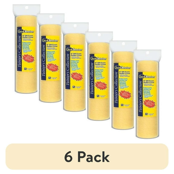 (6 pack) Quick Solutions 9" Paint Roller Cover, 3/16" Nap, Foam 690289890