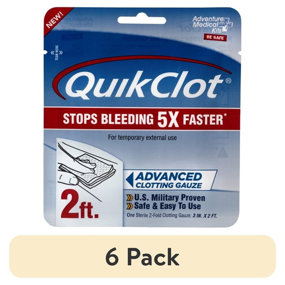 (6 pack) QuikClot Advanced Clotting Gauze - 3" x 2'