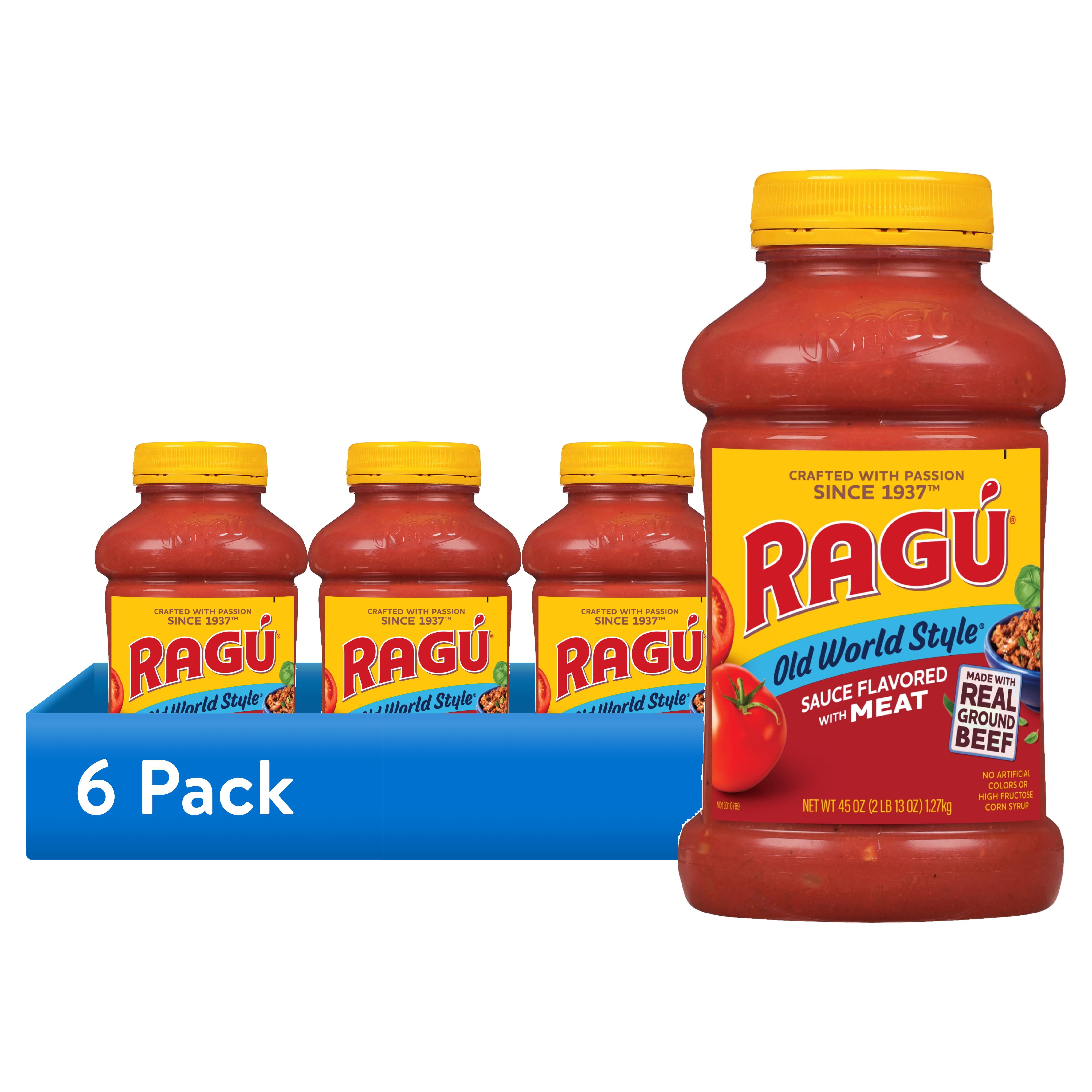 (6 pack) RAGÚ Old World Style Pasta Sauce, Flavored with Meat, 45 oz